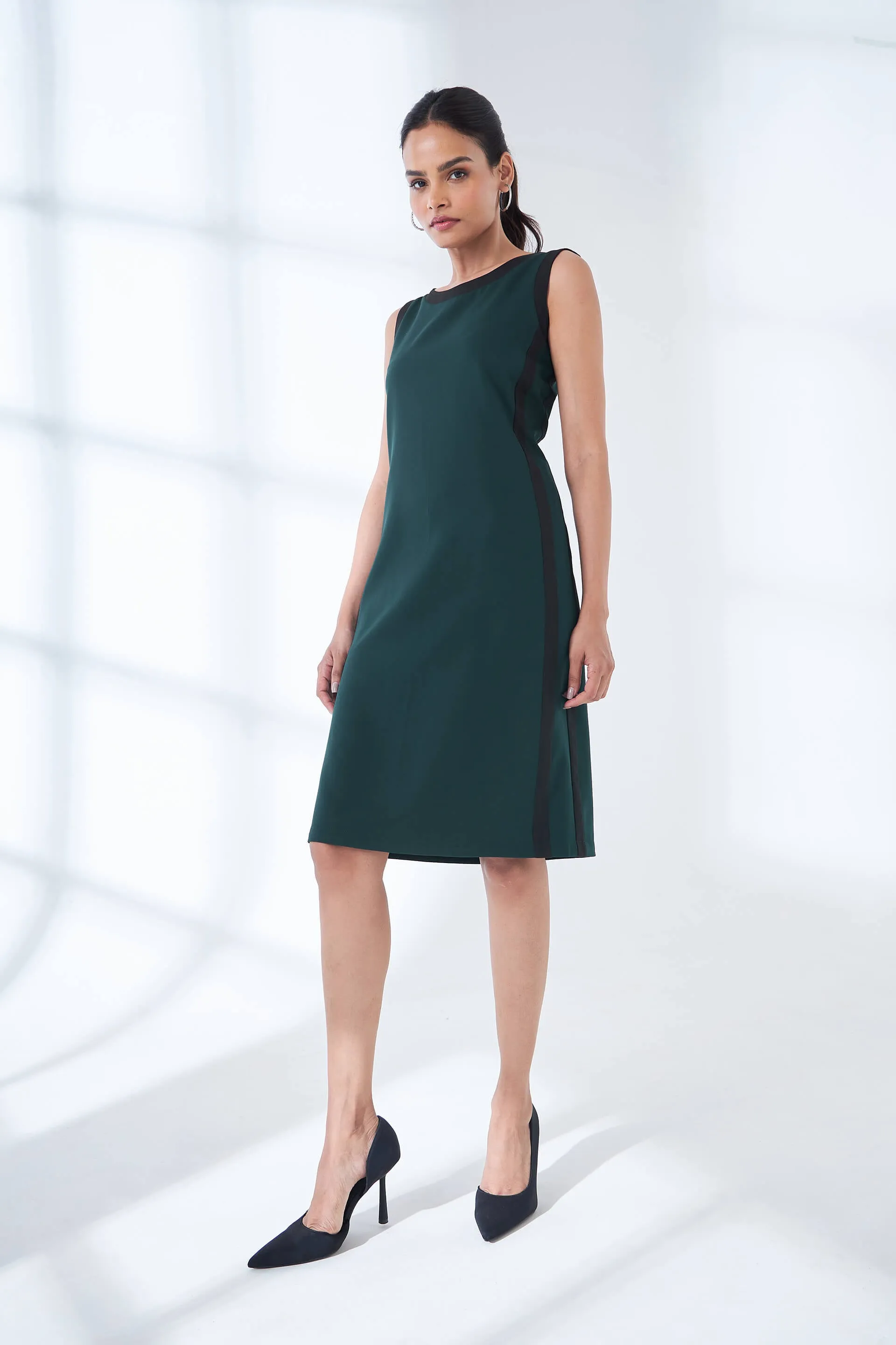 Urbane Colour Block Sheath Dress - Dark Green sold by Salt Attire product image thumbnail 2