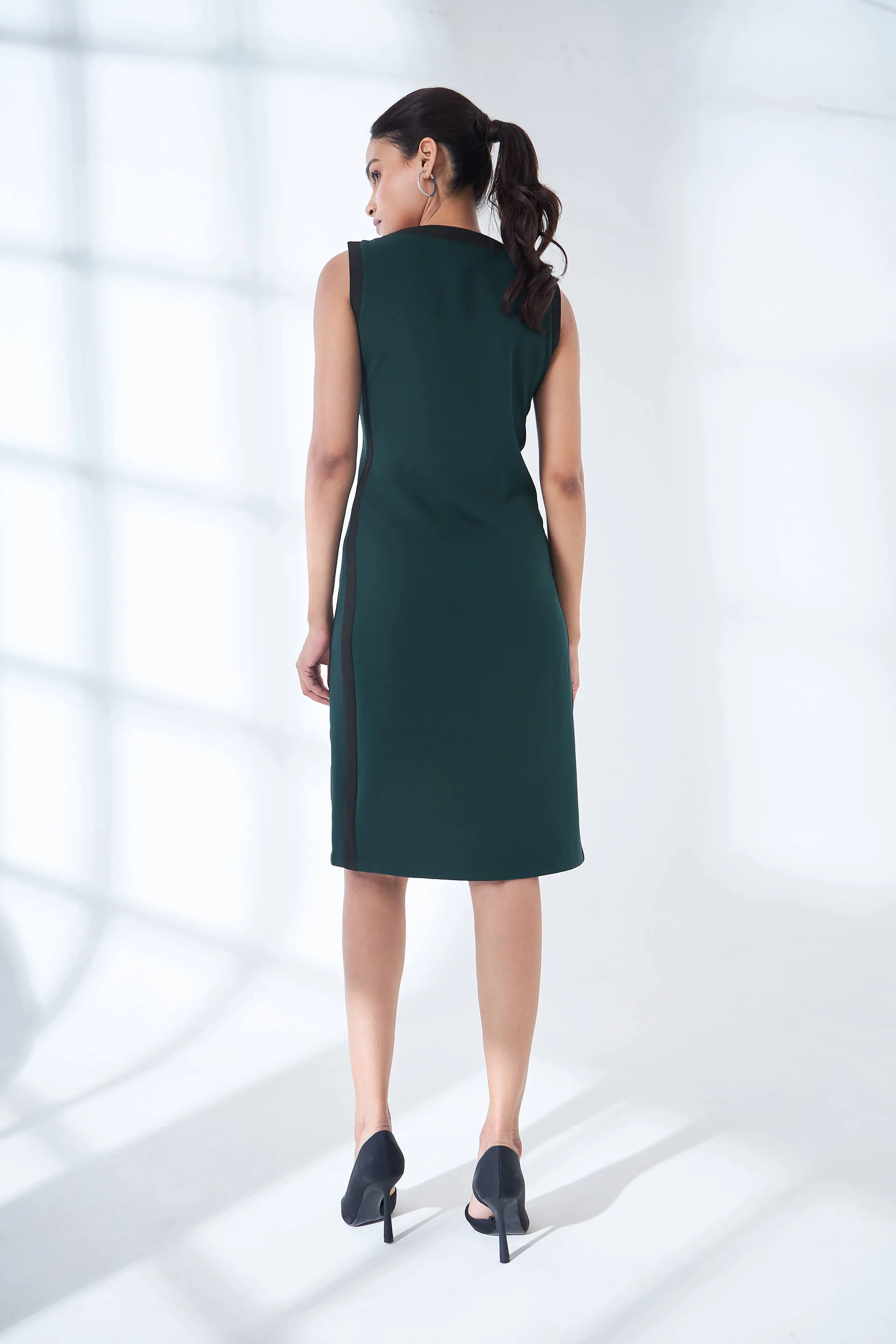 Urbane Colour Block Sheath Dress - Dark Green sold by Salt Attire product image thumbnail 3