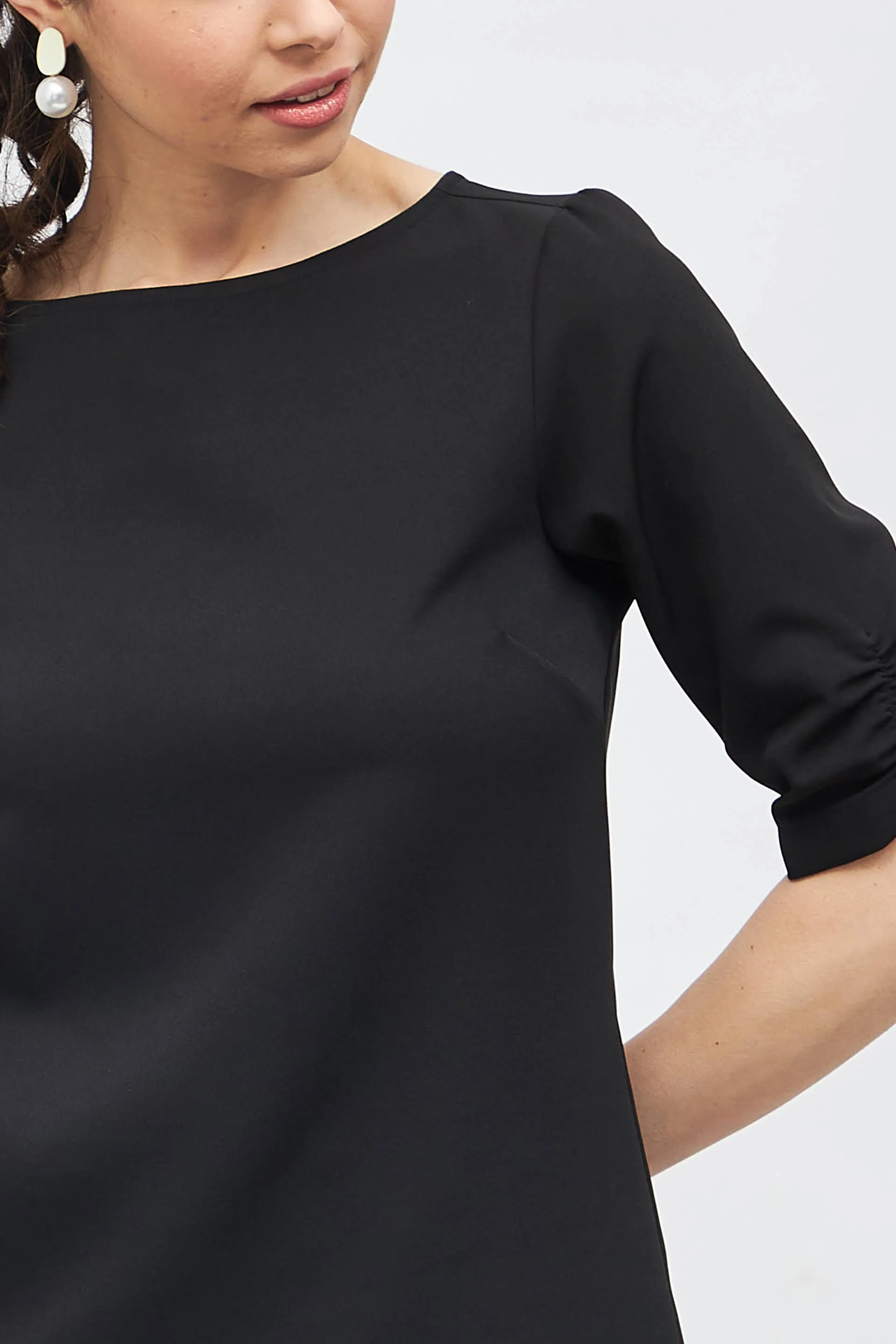 Judicious Ruched Sleeve Top - Black sold by Salt Attire product image thumbnail 4