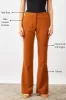 Courteous Flared Mid Rise Pants - Tan Brown sold by Salt Attire