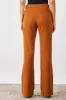 Courteous Flared Mid Rise Pants - Tan Brown sold by Salt Attire
