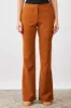 Courteous Flared Mid Rise Pants - Tan Brown sold by Salt Attire