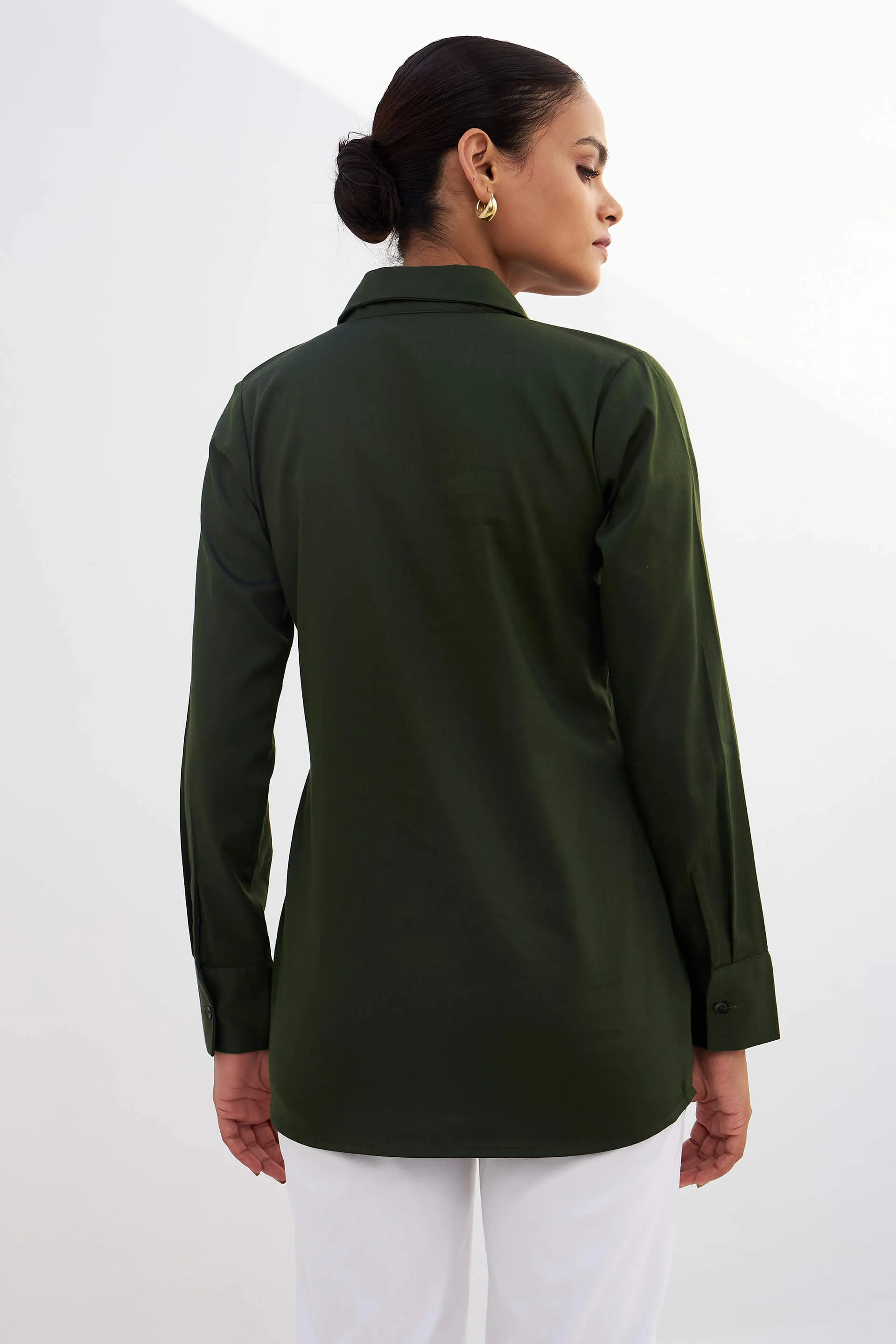 Allure Collared Long Top - Olive sold by Salt Attire product image thumbnail 3