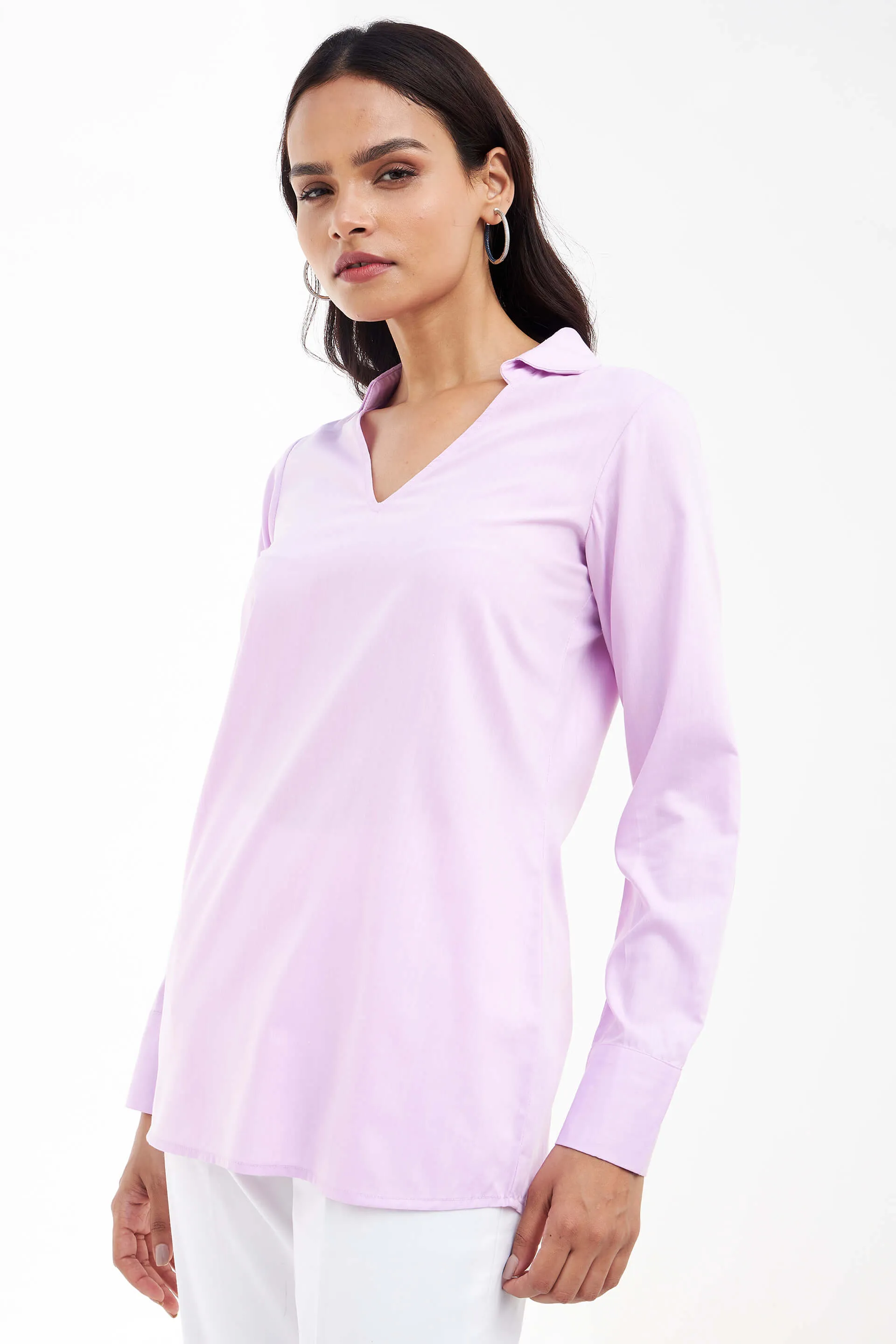 Allure Collared Long Top - Lilac sold by Salt Attire product image thumbnail 2