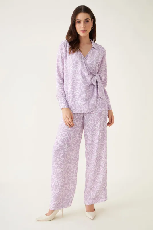 Wonderland Co-ord Set Tropical Co-Ord Set - Lilac/White sold by Salt Attire