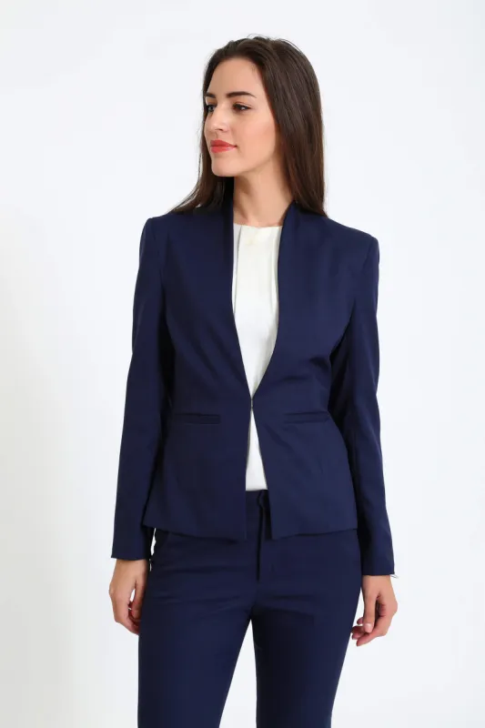 Witty-Navy Straight Front Blazer - Navy sold by Salt Attire