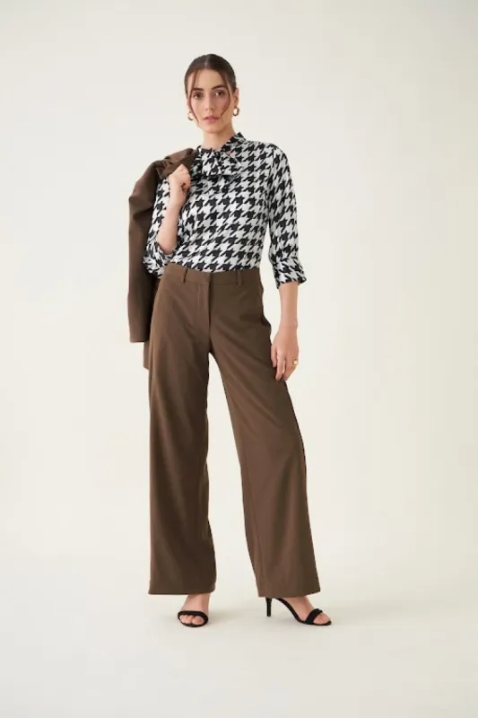 Suave- High Rise Wide Leg Pants - Coffee Brown sold by Salt Attire