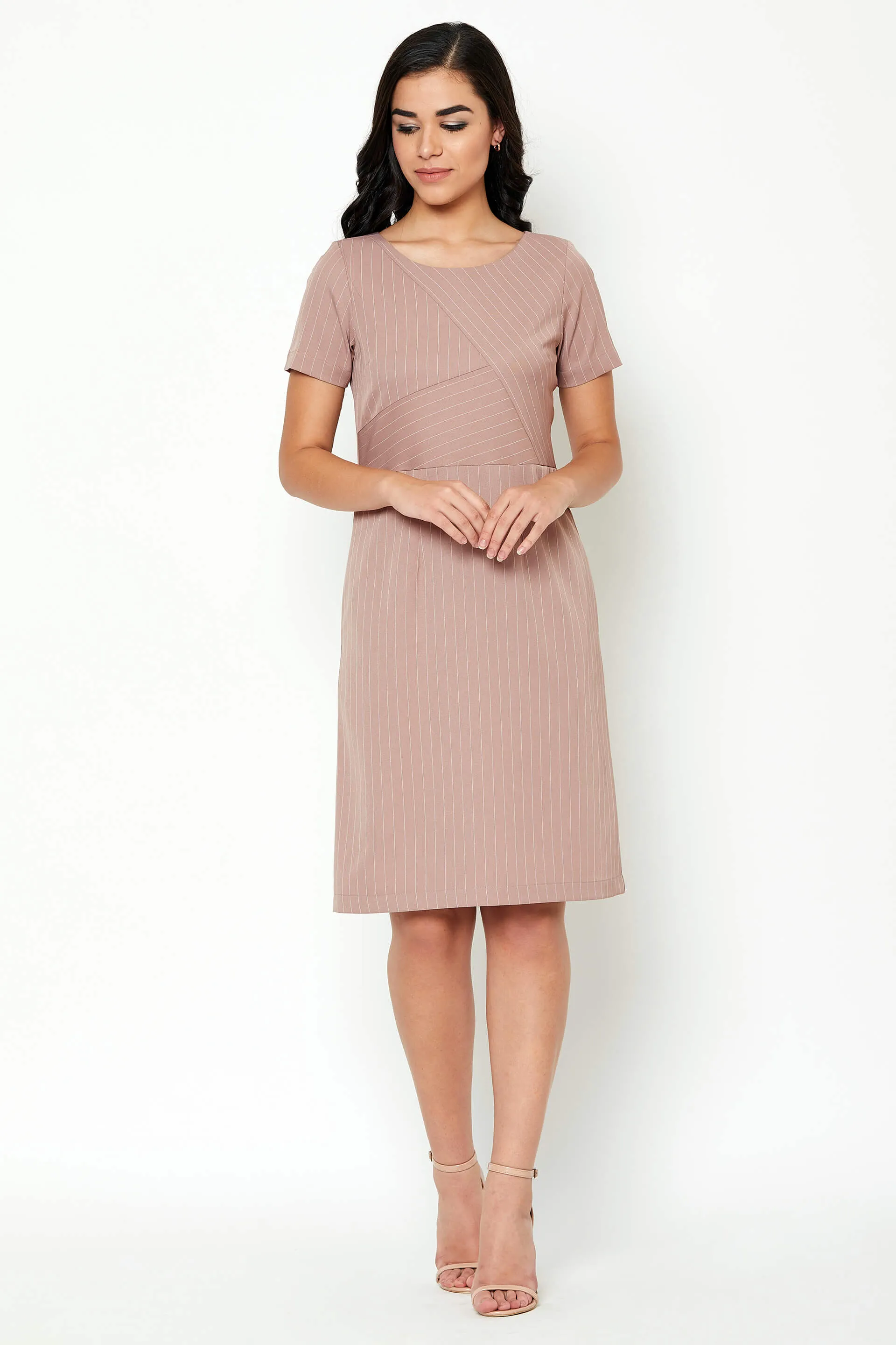 Selene Striped Sheath Dress - Cedar sold by Salt Attire