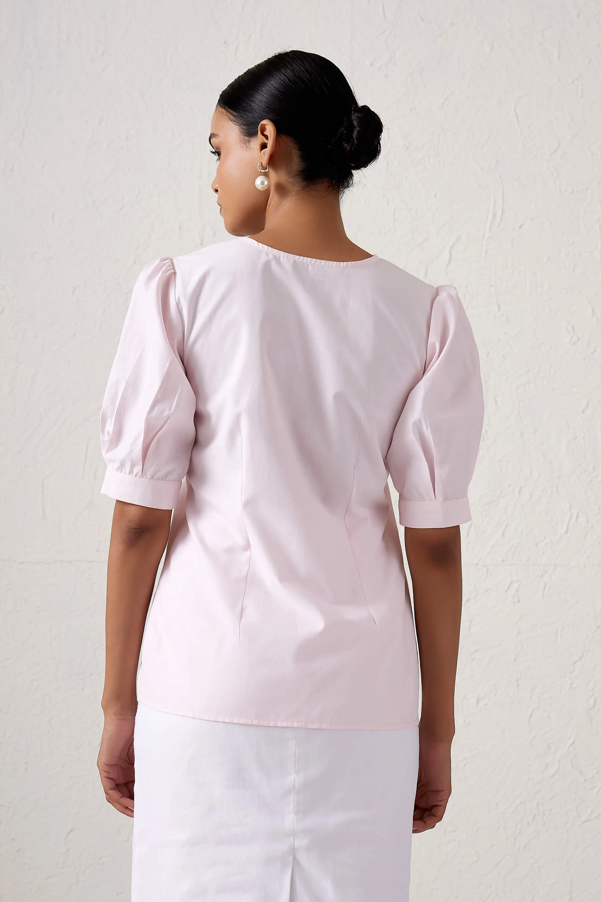 Rosette Boat neck printed dress - Pink/White sold by Salt Attire product image thumbnail 3