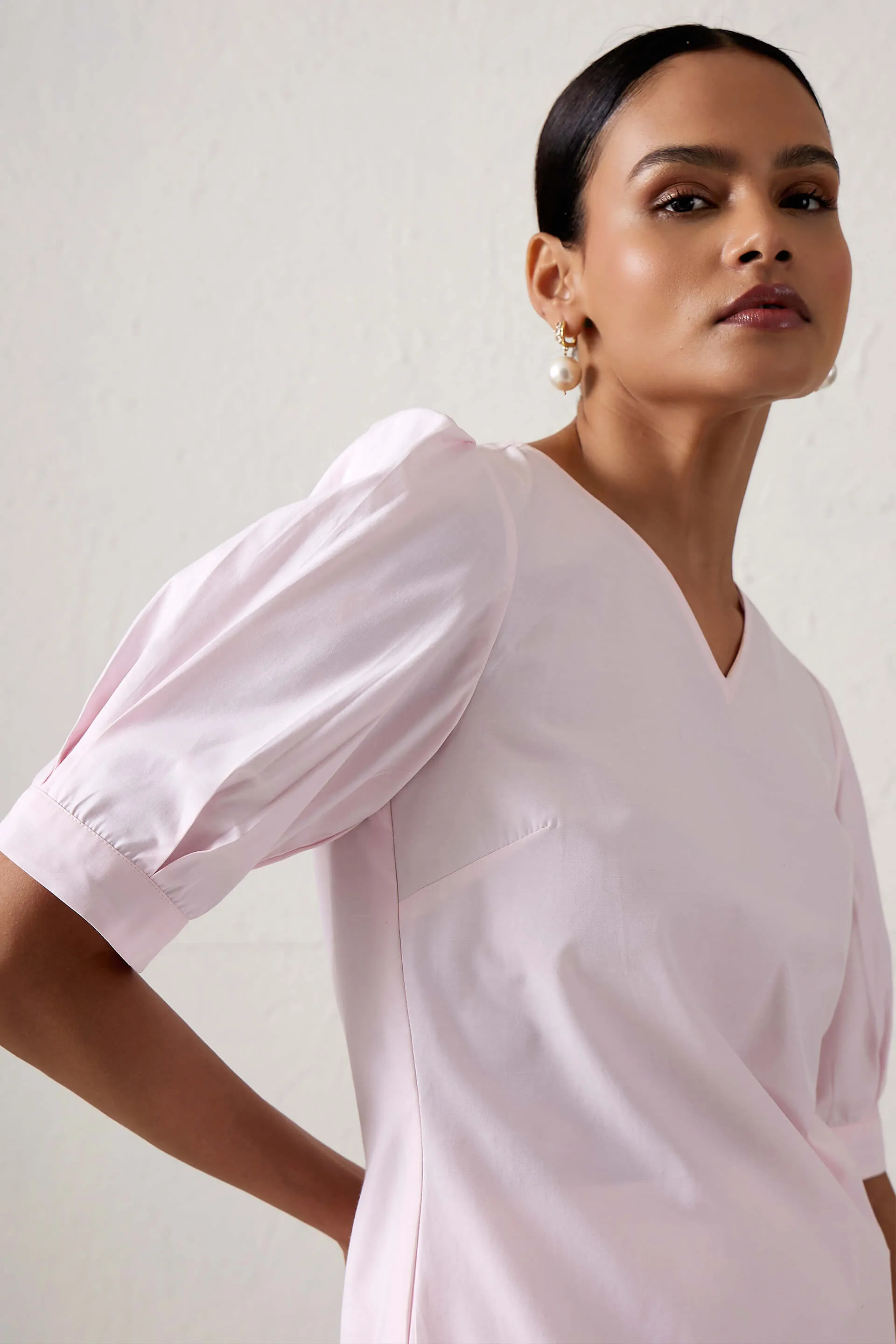 Rosette Boat neck printed dress - Pink/White sold by Salt Attire product image thumbnail 4