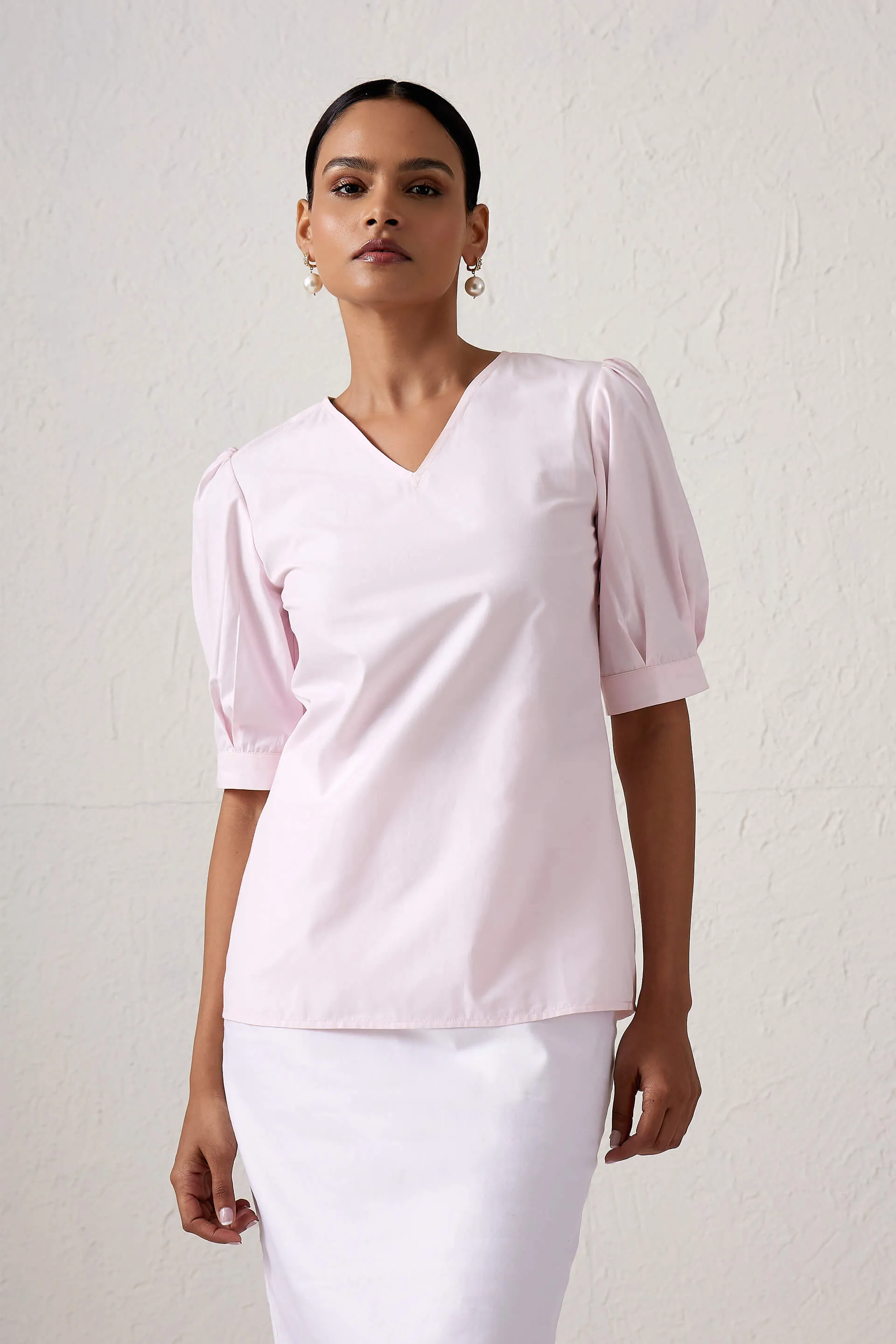 Rosette Boat neck printed dress - Pink/White sold by Salt Attire