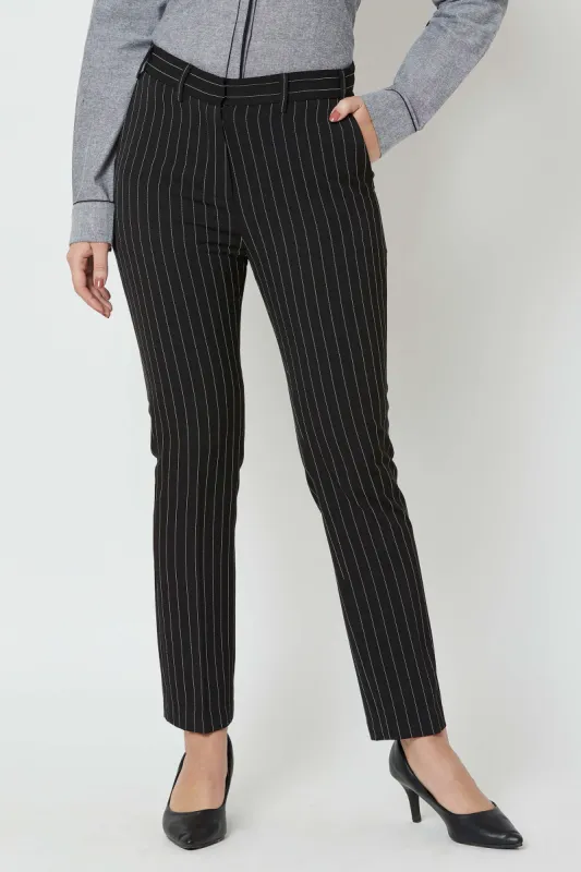 Obsidian Striped High Rise Pants - Black made by Salt Attire