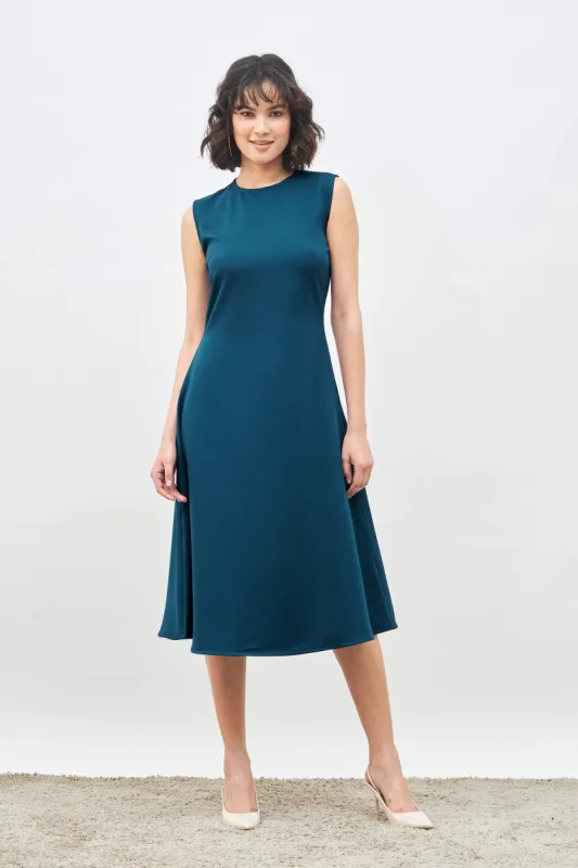 Noble Flared Midi Dress - Teal sold by Salt Attire