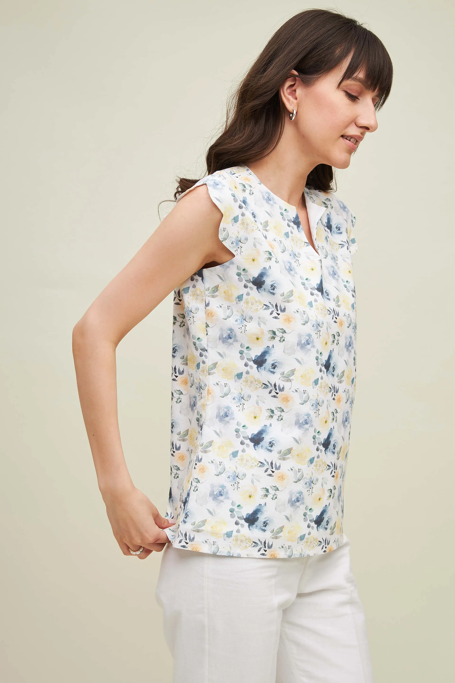 Malta Floral Scallop Sleeves Top - Multicolor sold by Salt Attire product image thumbnail 2