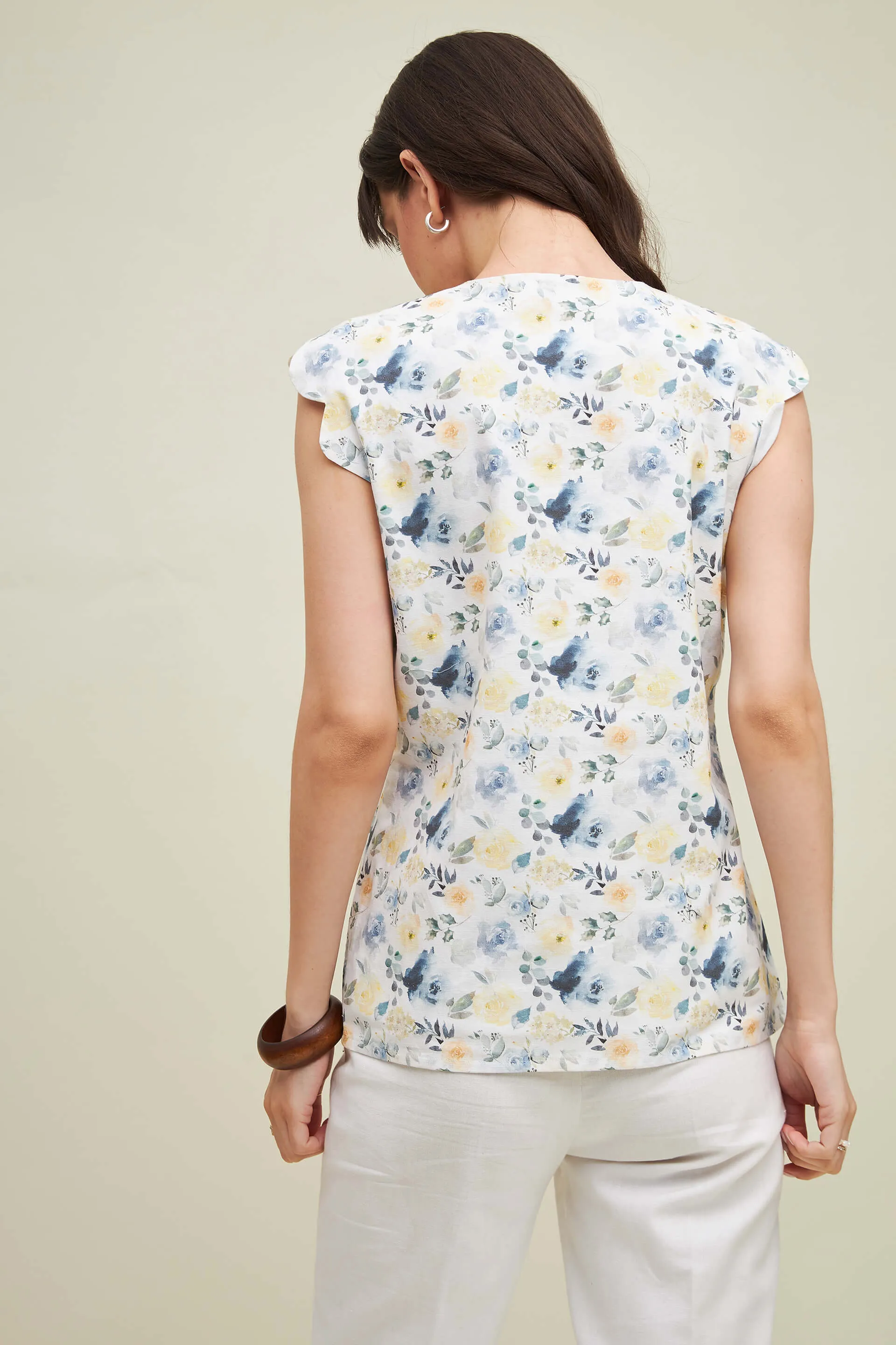 Malta Floral Scallop Sleeves Top - Multicolor sold by Salt Attire product image thumbnail 3