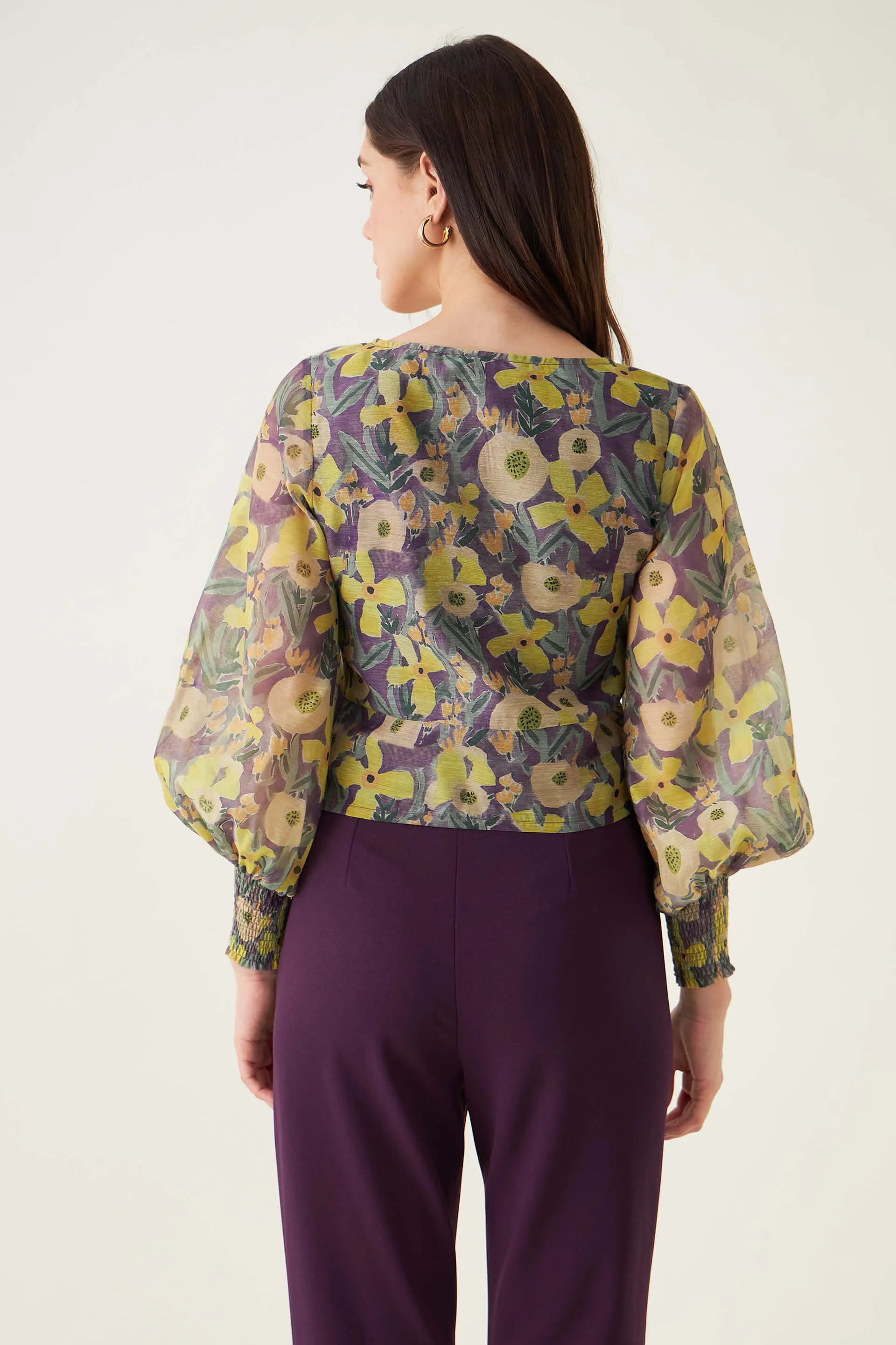 Jessamine Floral Spliced Top - Yellow/Purple sold by Salt Attire product image thumbnail 3