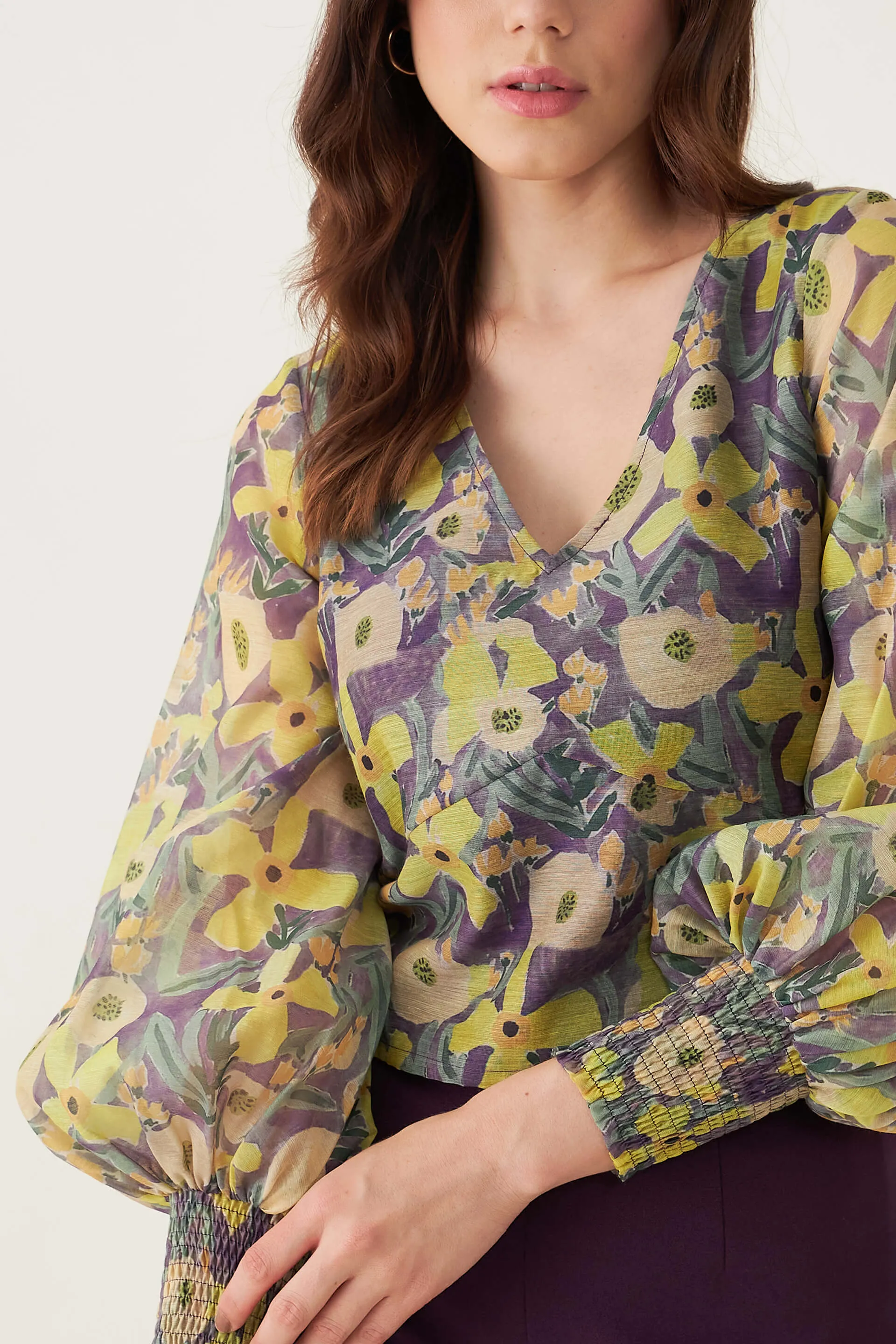 Jessamine Floral Spliced Top - Yellow/Purple sold by Salt Attire product image thumbnail 4