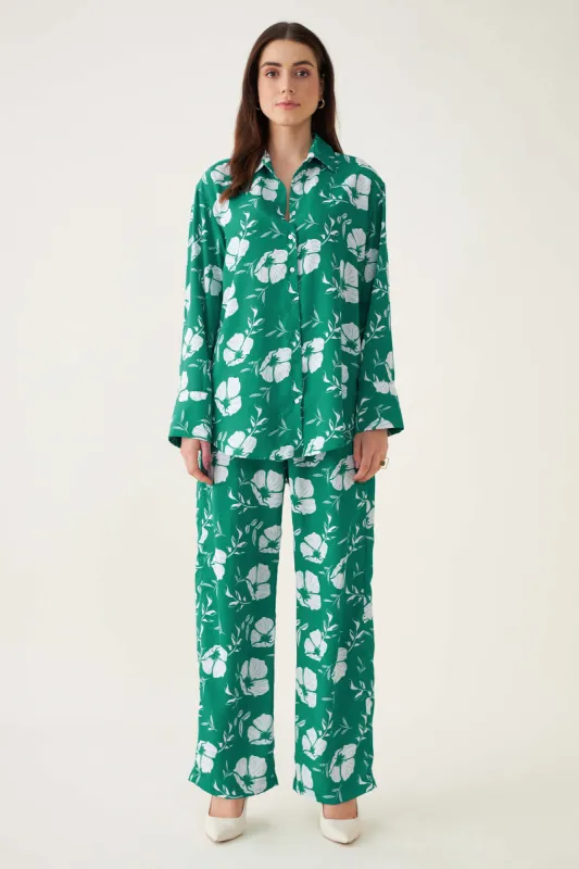 Evergreen Co-Ord Set Floral Co-Ord Set - Green/White sold by Salt Attire