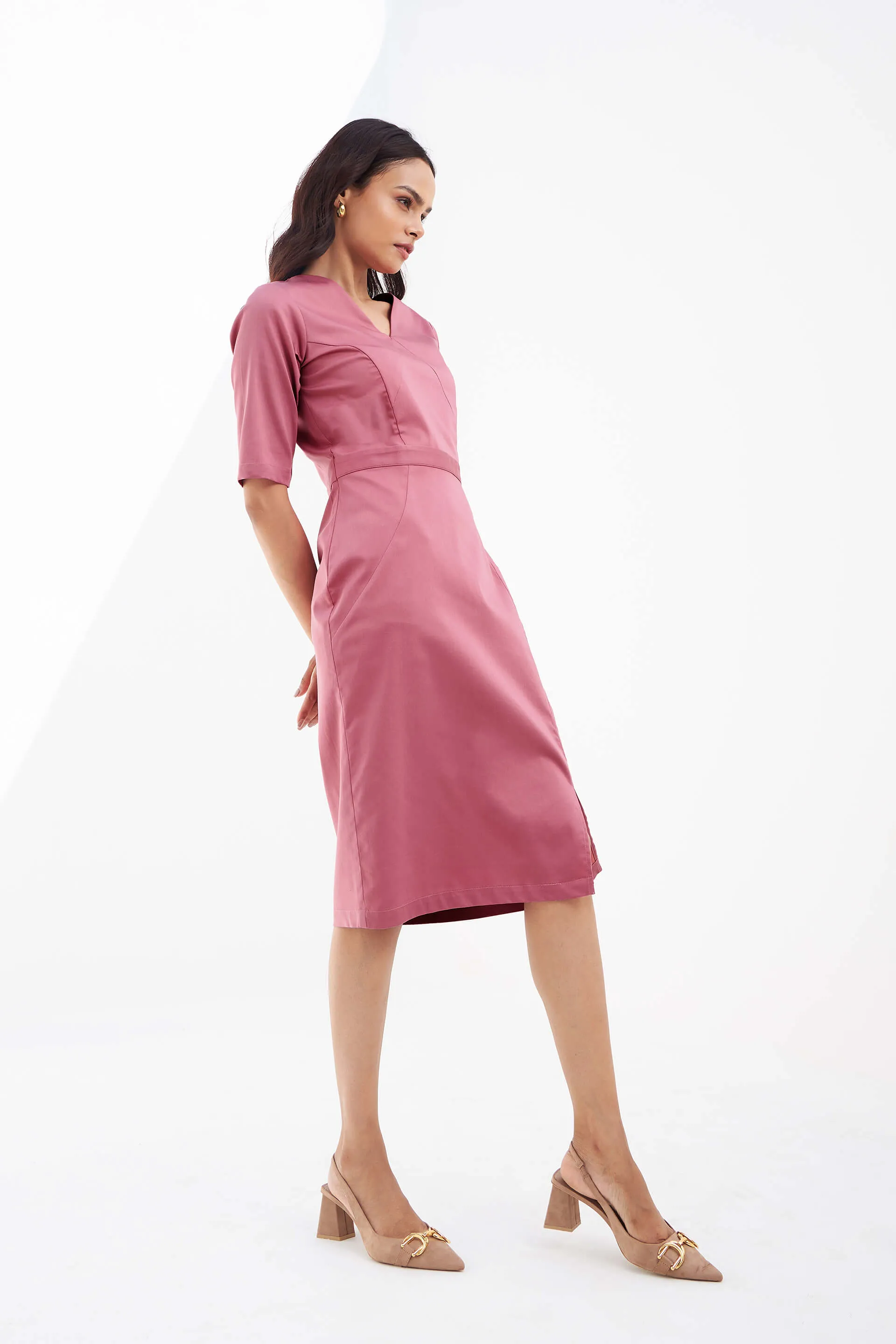 Cerise Panelled Sheath Dress - Blush Pink sold by Salt Attire product image thumbnail 2