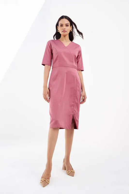 Cerise Panelled Sheath Dress - Blush Pink sold by Salt Attire