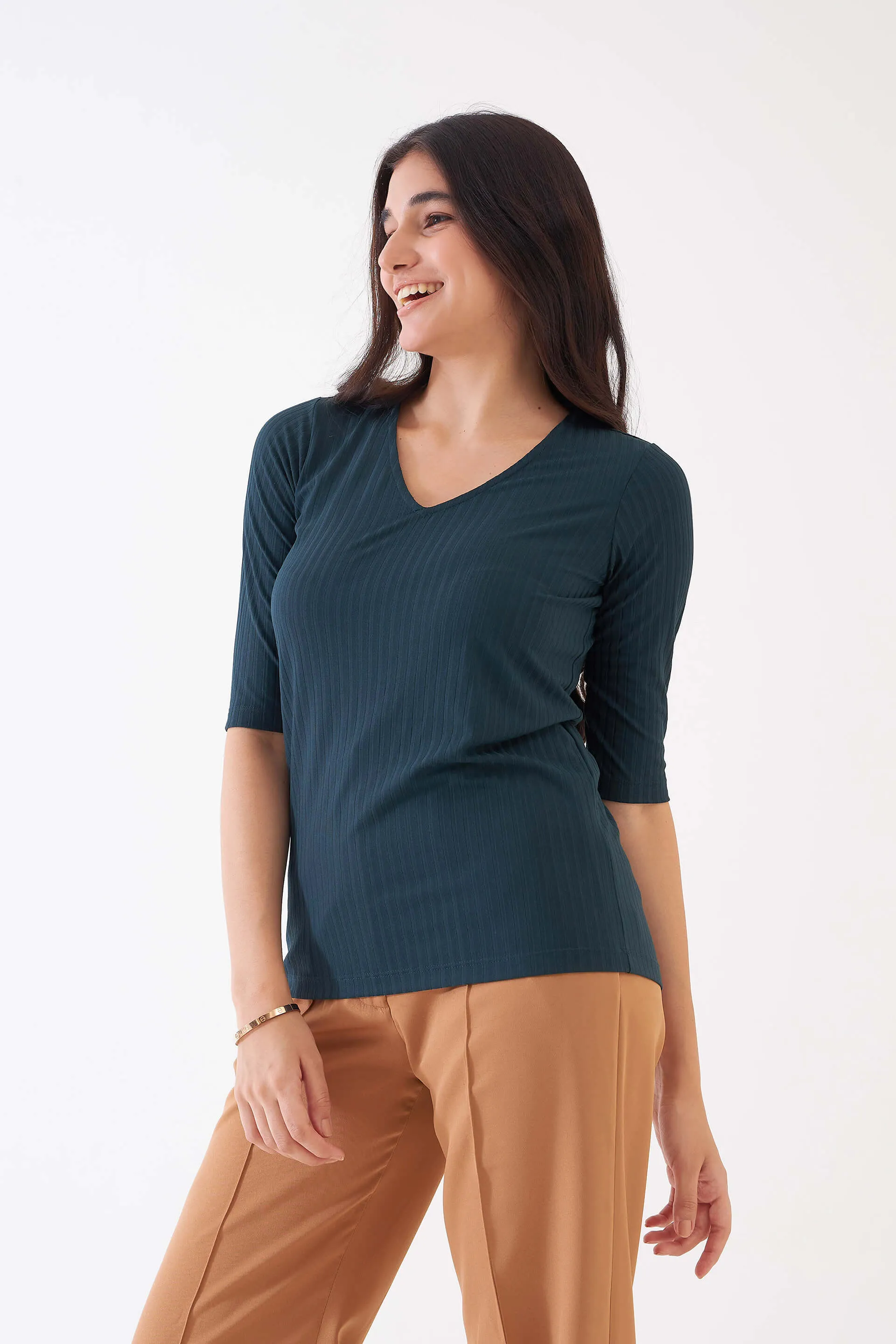 Bianca Rib Knit Top - Dark Green sold by Salt Attire