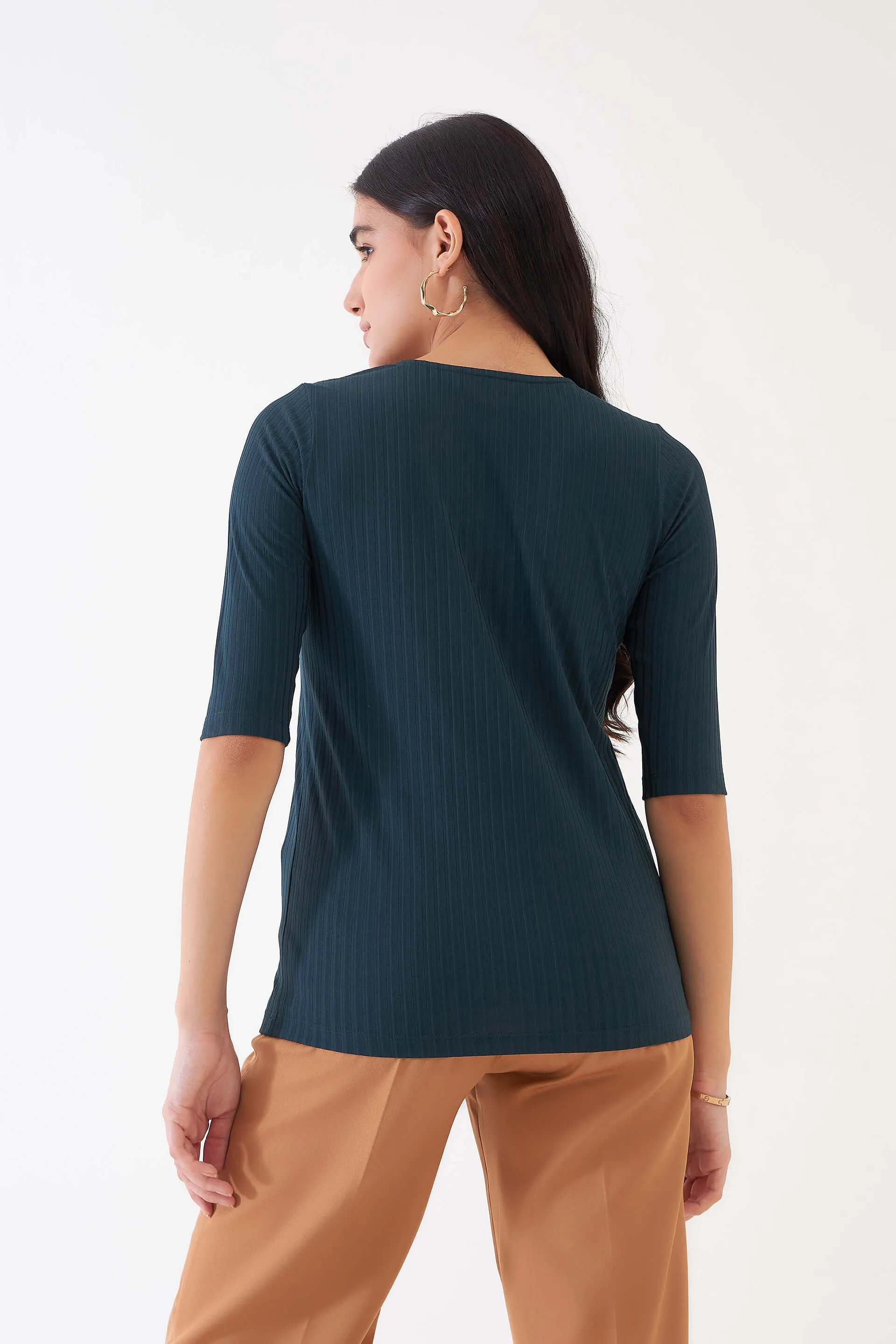 Bianca Rib Knit Top - Dark Green sold by Salt Attire product image thumbnail 3