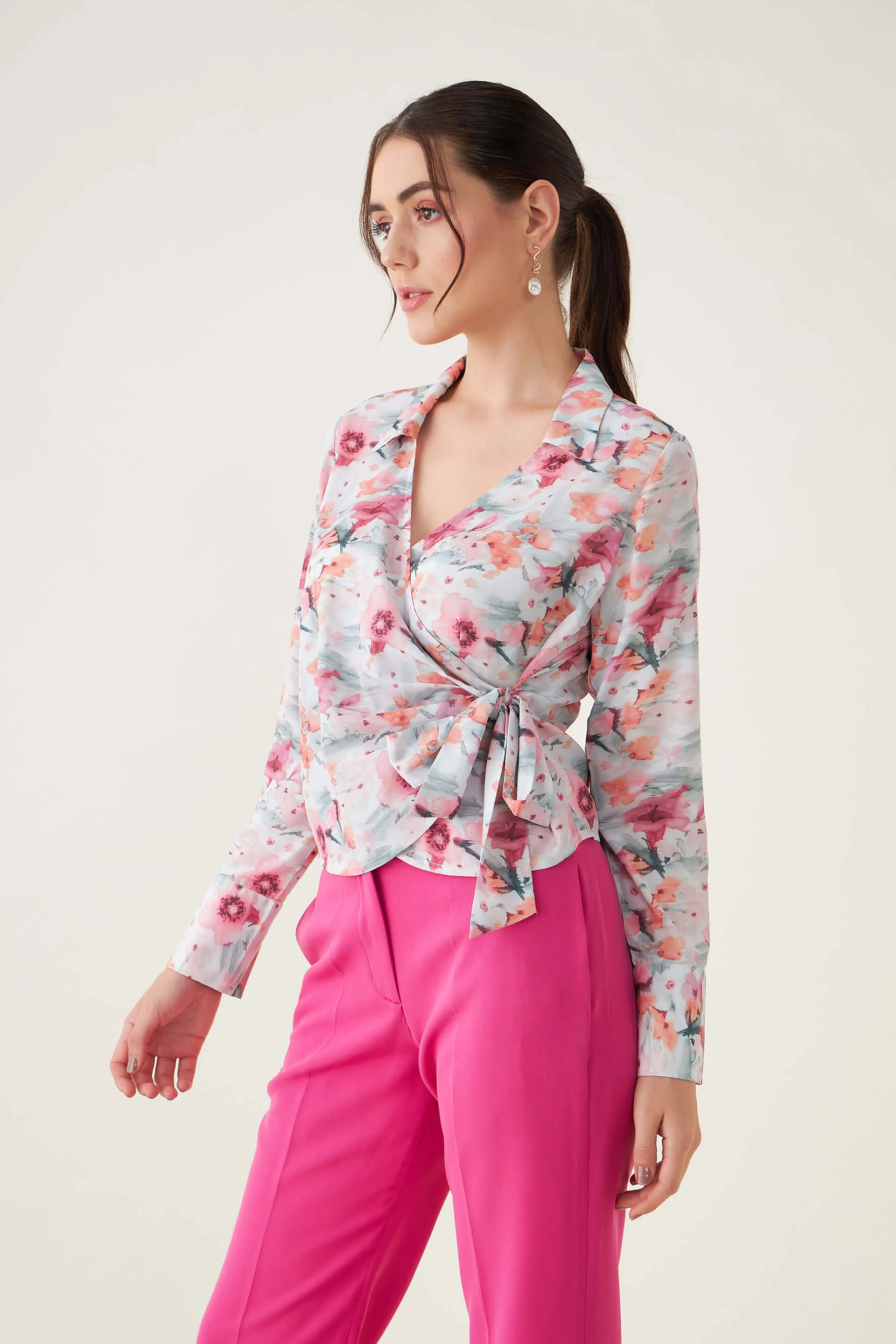 Bella Floral Wrap Top - Multicolor sold by Salt Attire product image thumbnail 2