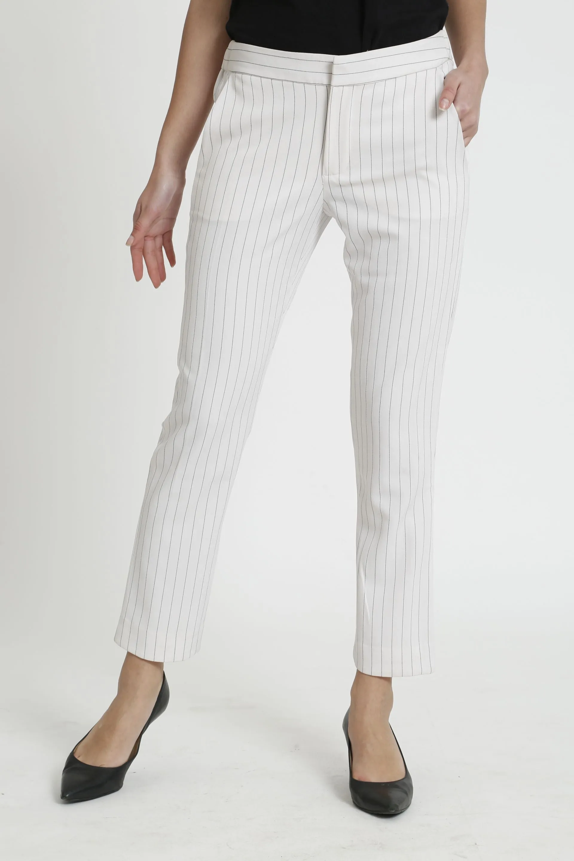 Beacon Striped High Rise Pants - White/Black sold by Salt Attire product image thumbnail 4