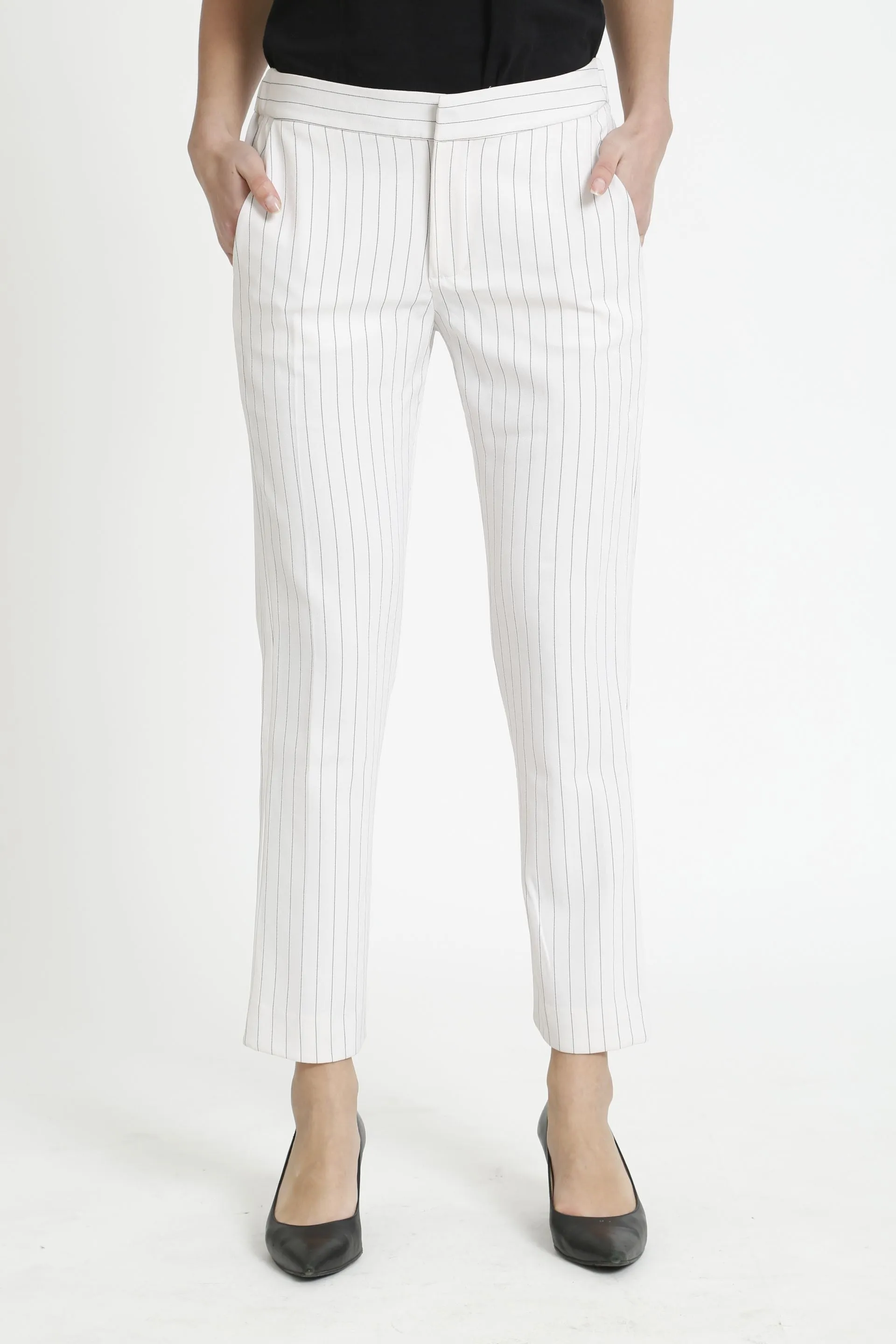 Beacon Striped High Rise Pants - White/Black sold by Salt Attire