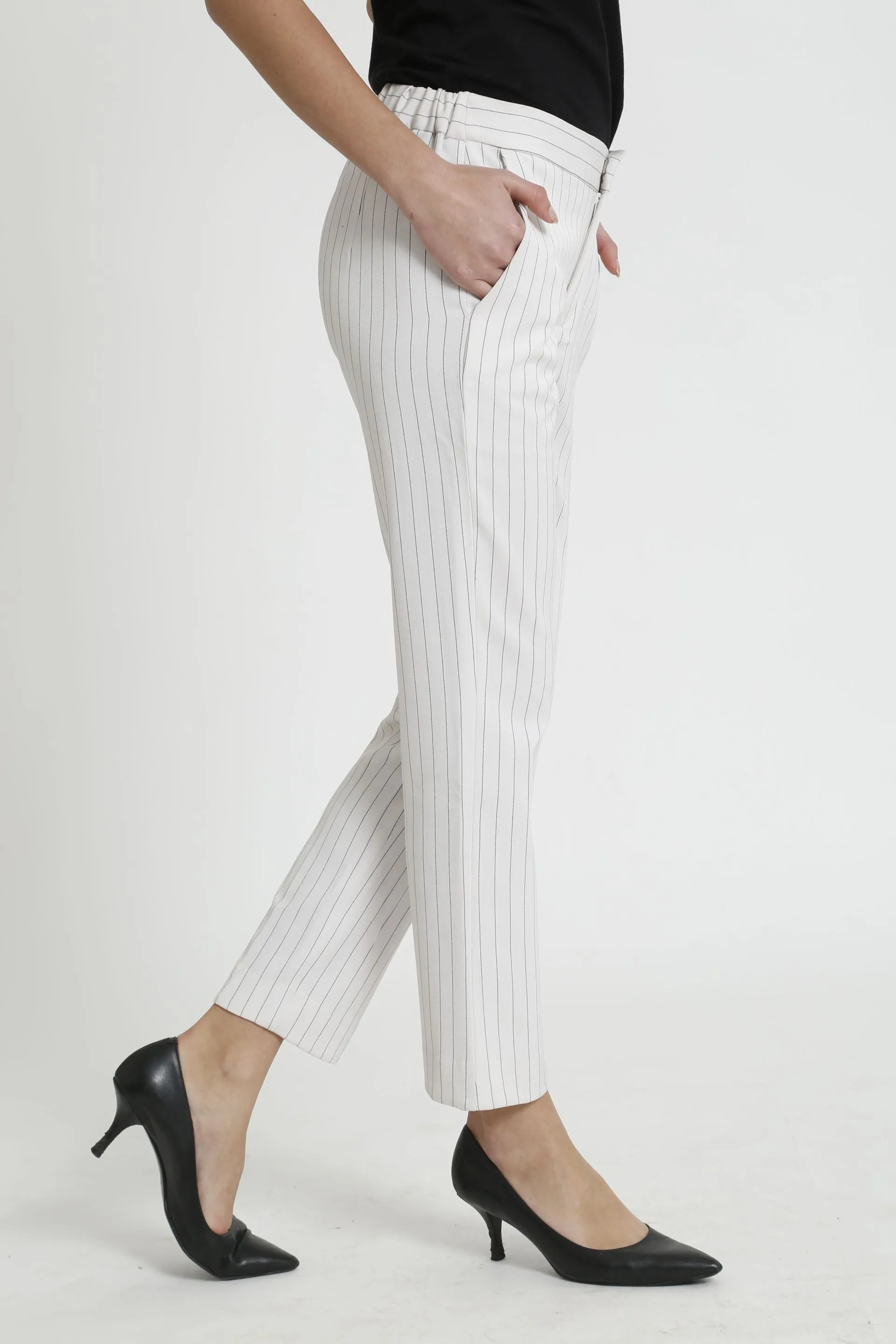 Beacon Striped High Rise Pants - White/Black sold by Salt Attire product image thumbnail 2
