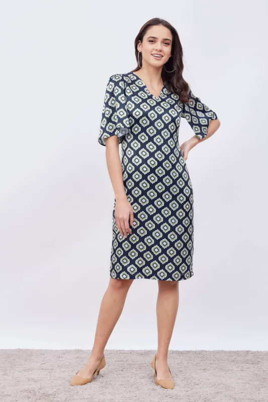 Auric Printed satin shift dress - Multicolor sold by Salt Attire