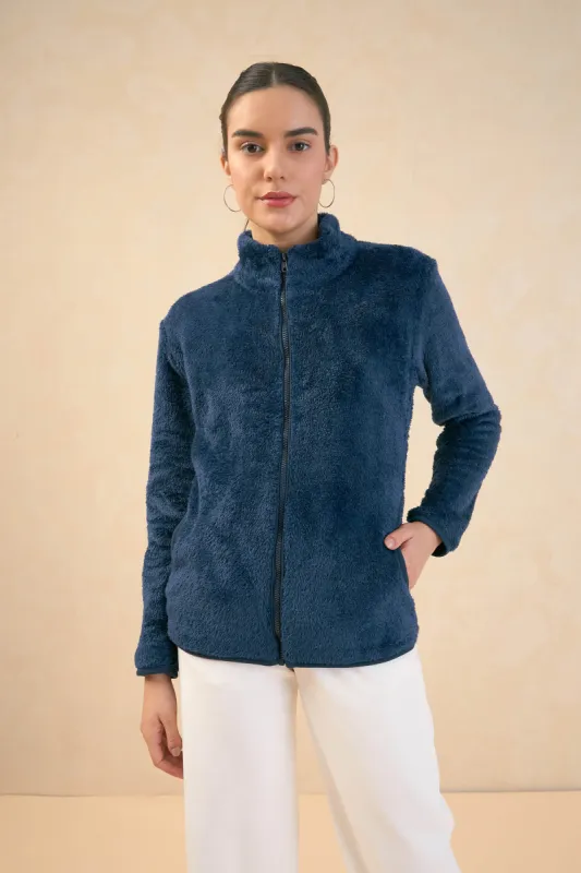 Julia Faux Fur Jacket - Blue sold by Salt Attire