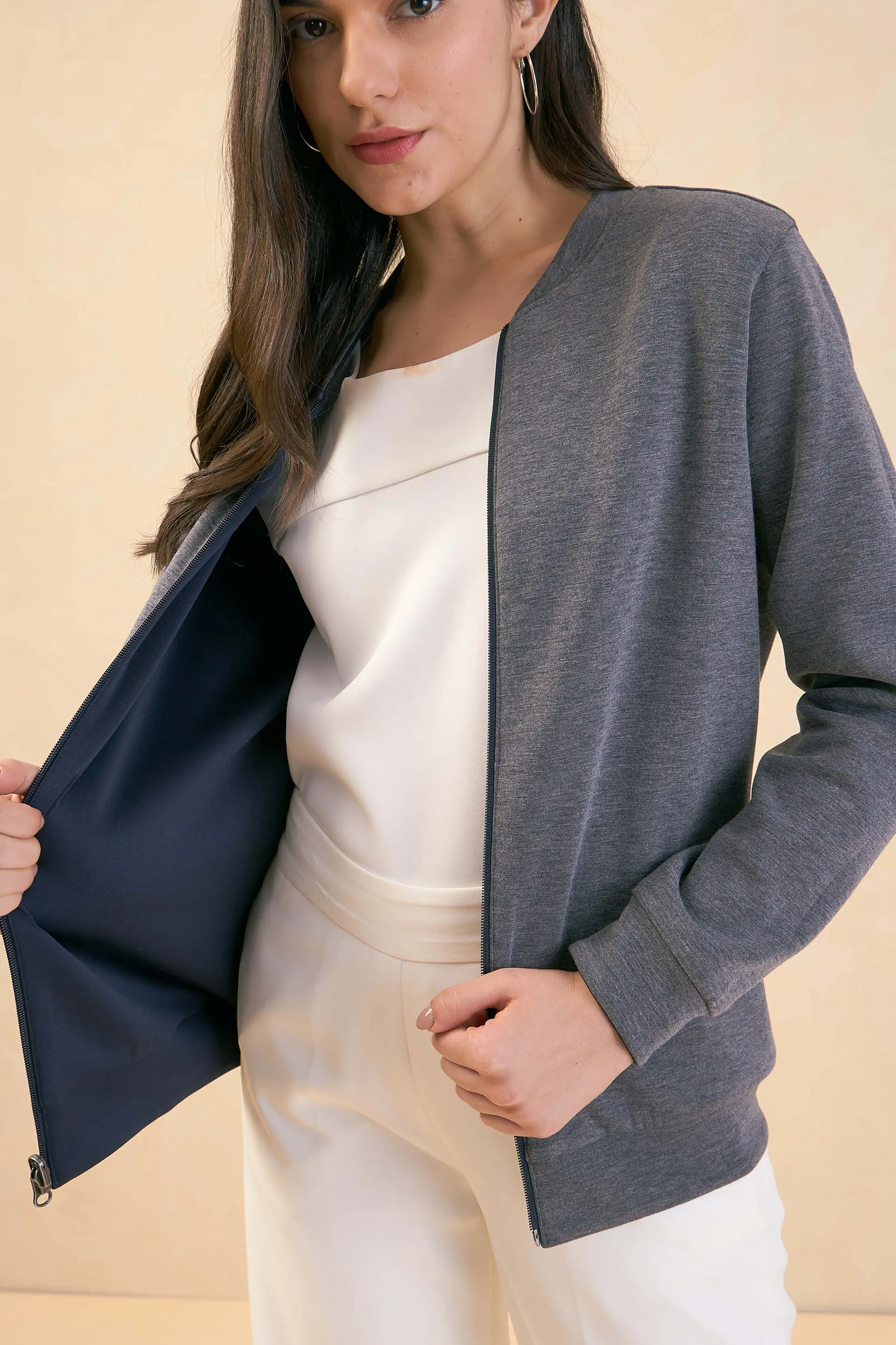 Gio Reversible Bomber Jacket - Blue & Grey sold by Salt Attire product image thumbnail 4