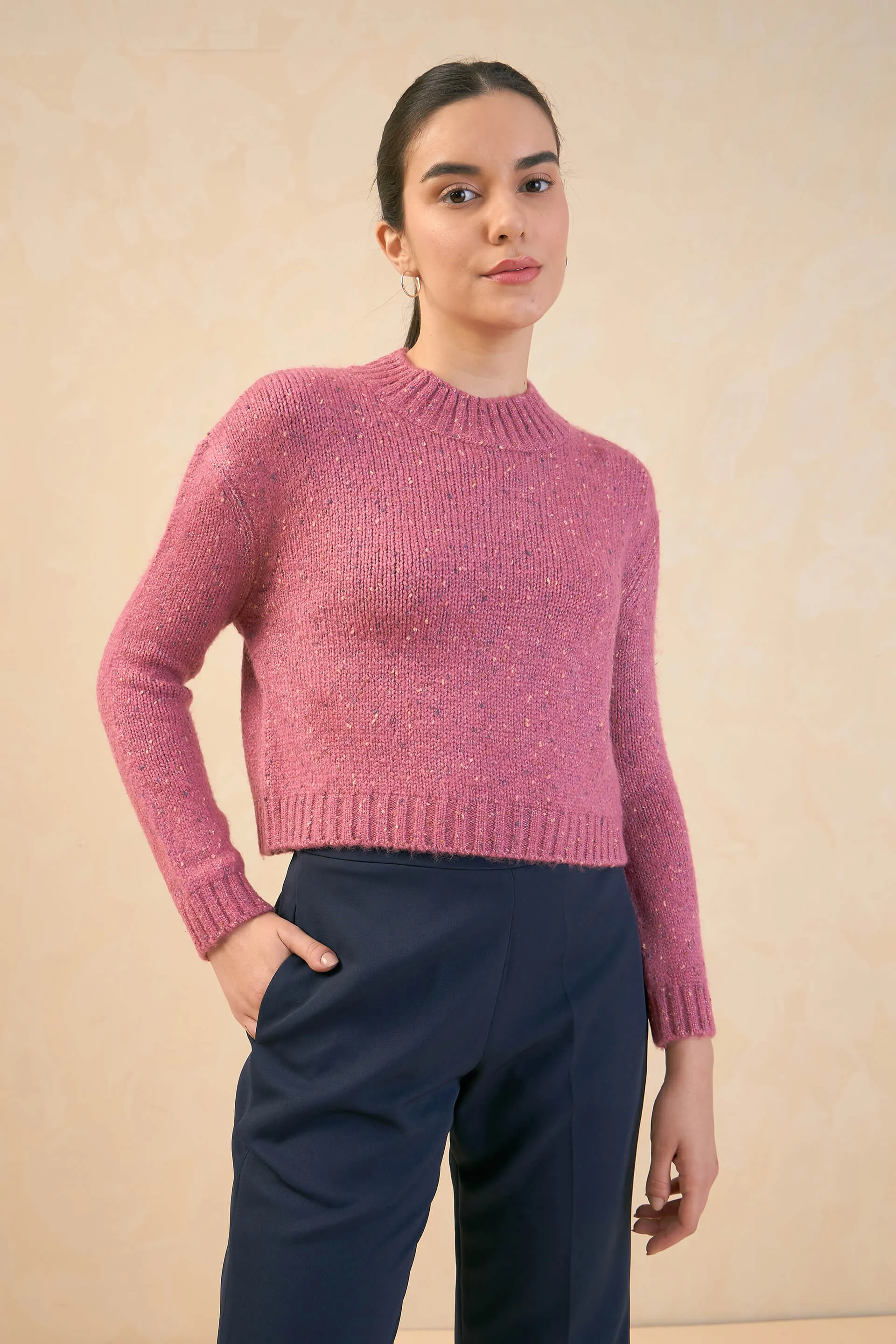 Eloise Melange Knit Sweater - Rose Pink sold by Salt Attire