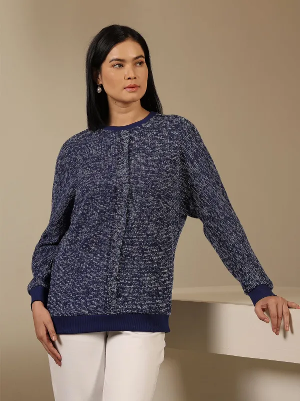 Azuriel Front Seam Detail Sweater - Blue sold by Salt Attire