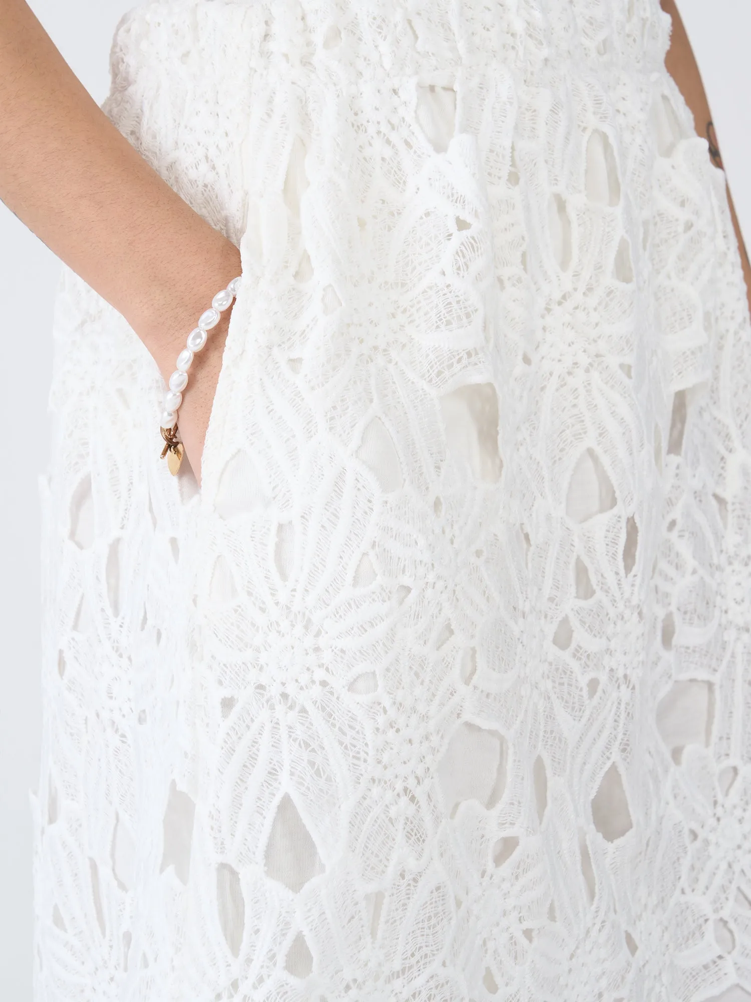 Snow Lily A-Line Lace Skirt-Ivory sold by Salt Attire product image thumbnail 5
