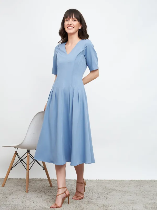 Poise Dress with Boning Detail-Blue sold by Salt Attire