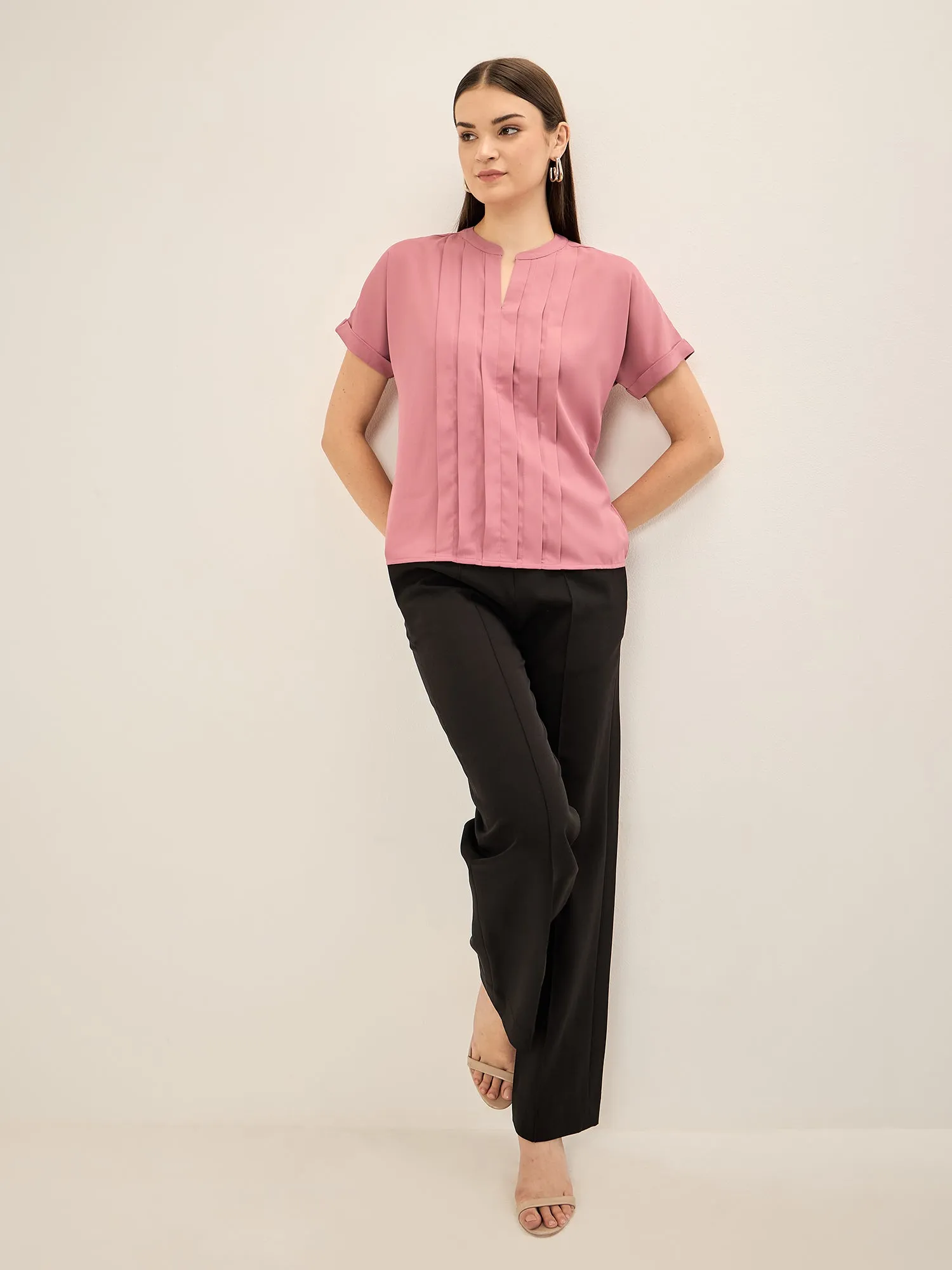 Mulled Wine Pleated Top-Pink sold by Salt Attire product image thumbnail 4