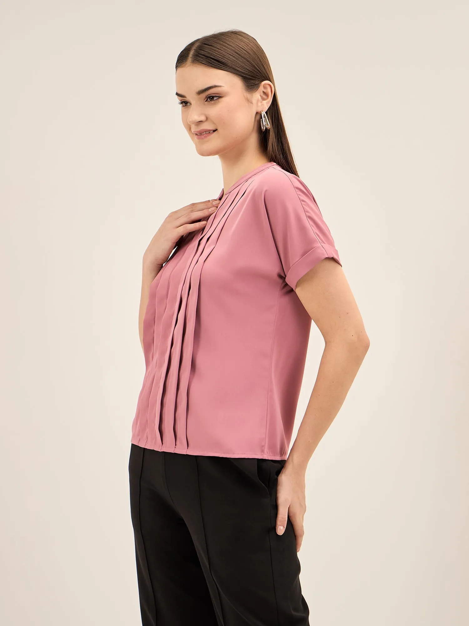 Mulled Wine Pleated Top-Pink sold by Salt Attire product image thumbnail 5