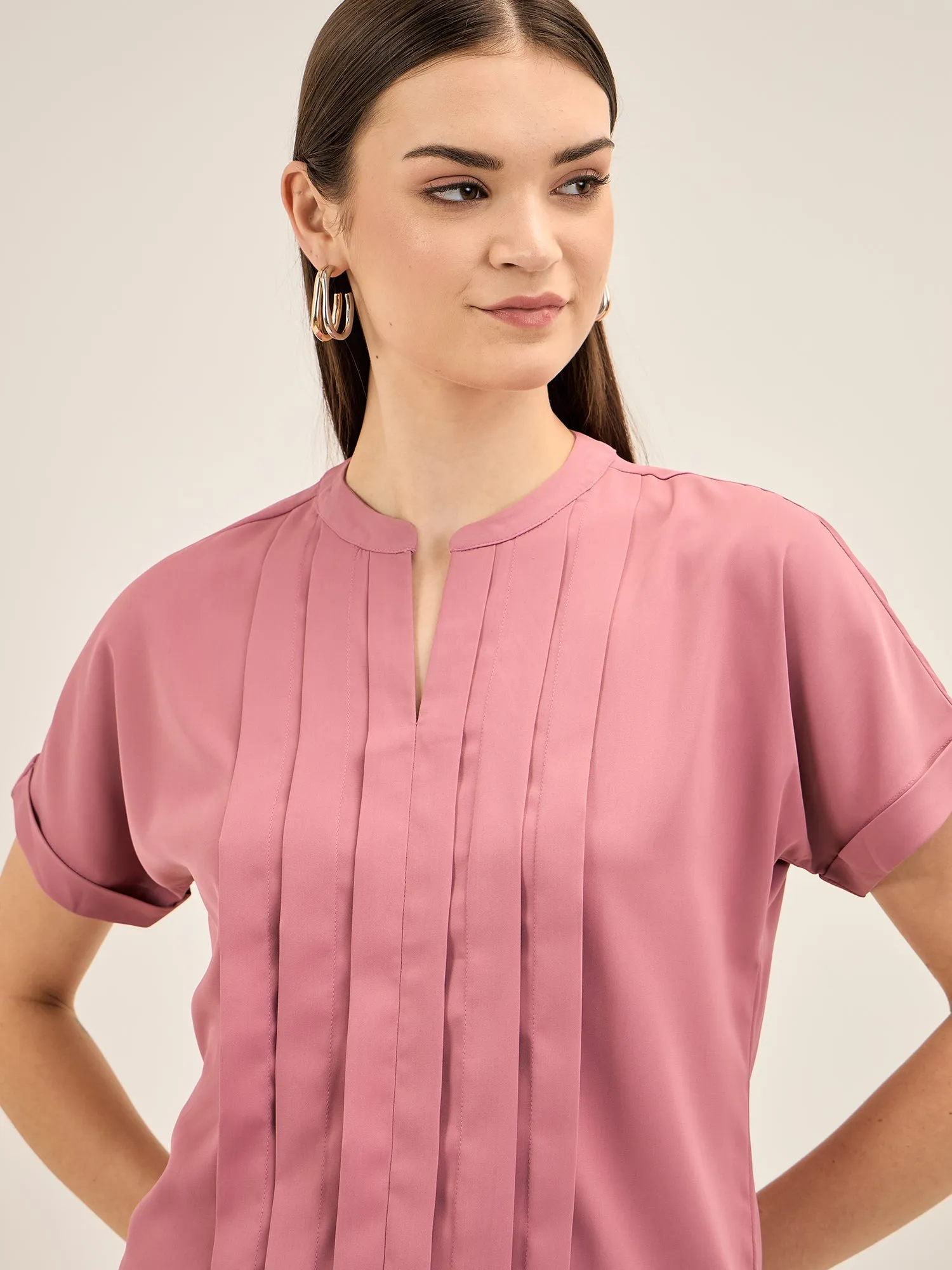Mulled Wine Pleated Top-Pink sold by Salt Attire product image thumbnail 2