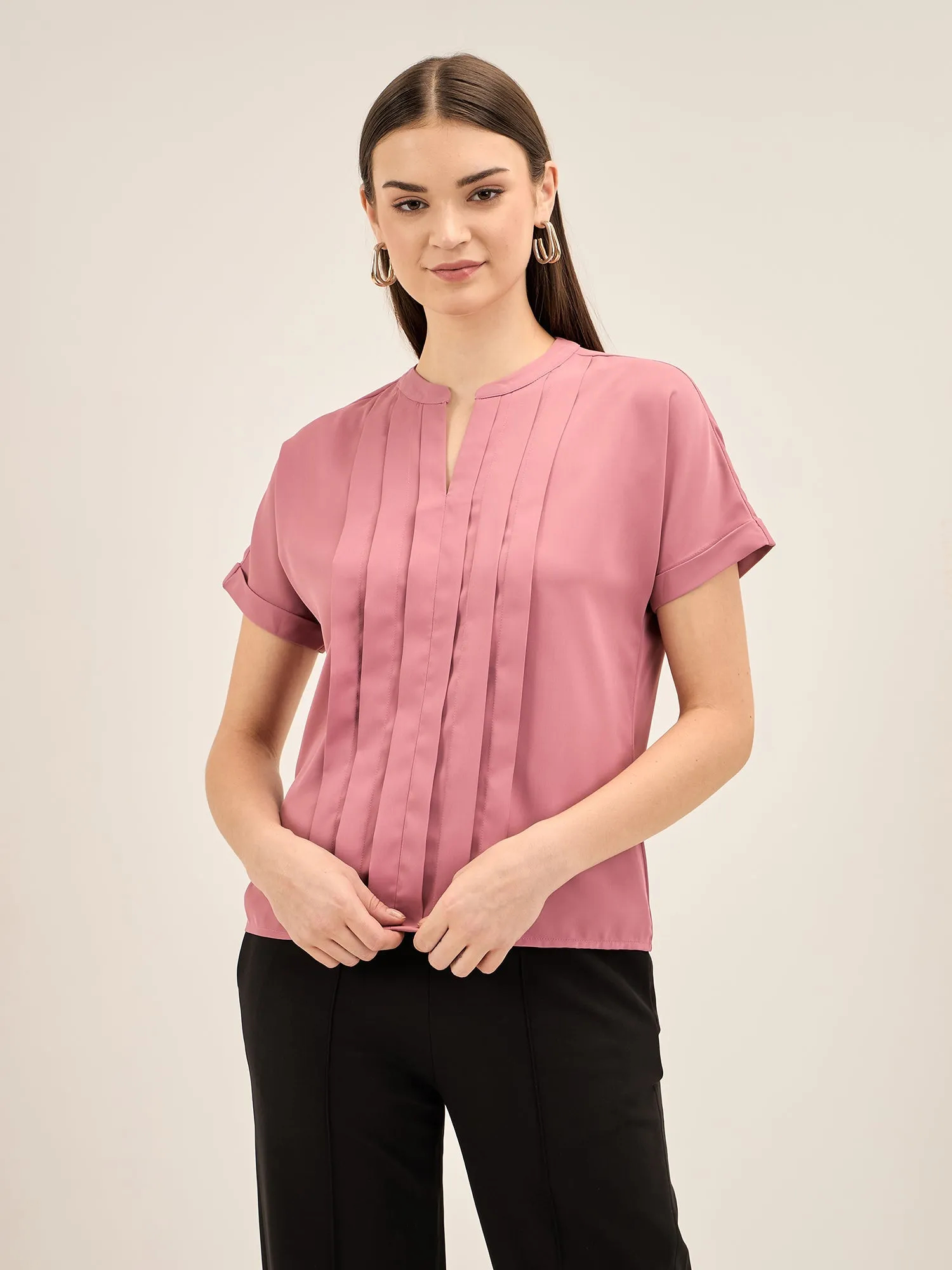 Mulled Wine Pleated Top-Pink sold by Salt Attire product image thumbnail 3