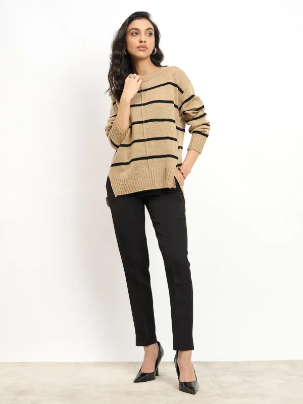 Penelope Striped Knit Sweater - Beige sold by Salt Attire