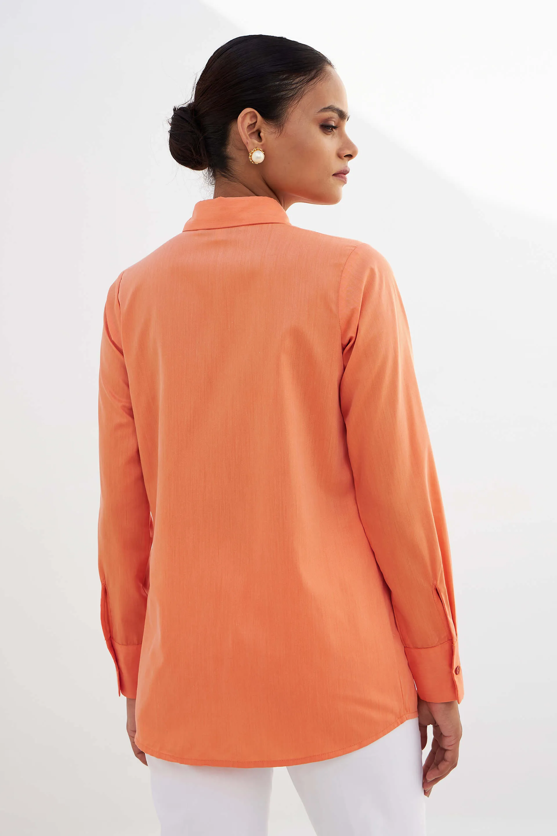 Pristine-Orange Button Down Shirt - Orange sold by Salt Attire product image thumbnail 3