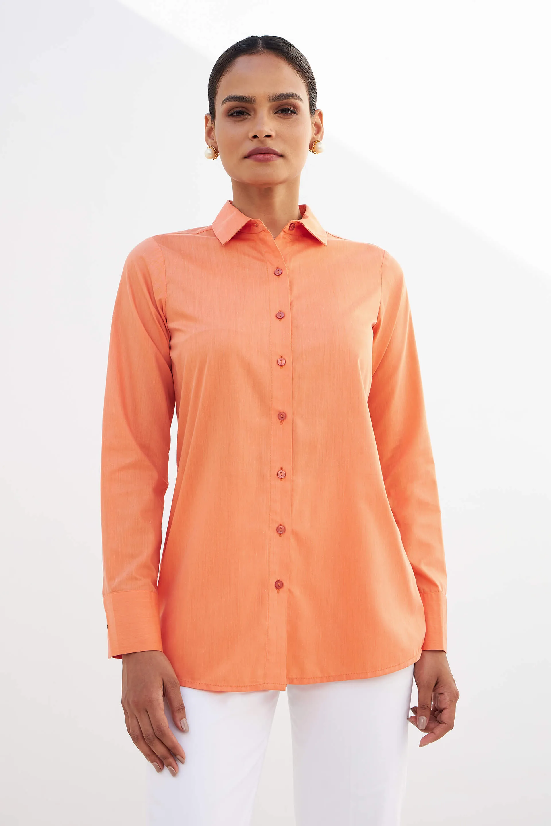 Pristine-Orange Button Down Shirt - Orange sold by Salt Attire