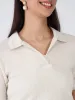 Woody Collared Rib Knit Top - Pearl White sold by Salt Attire