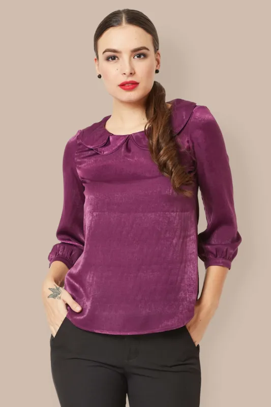 Byzantine Pleated Sleeves Top - Dark Purple sold by Salt Attire