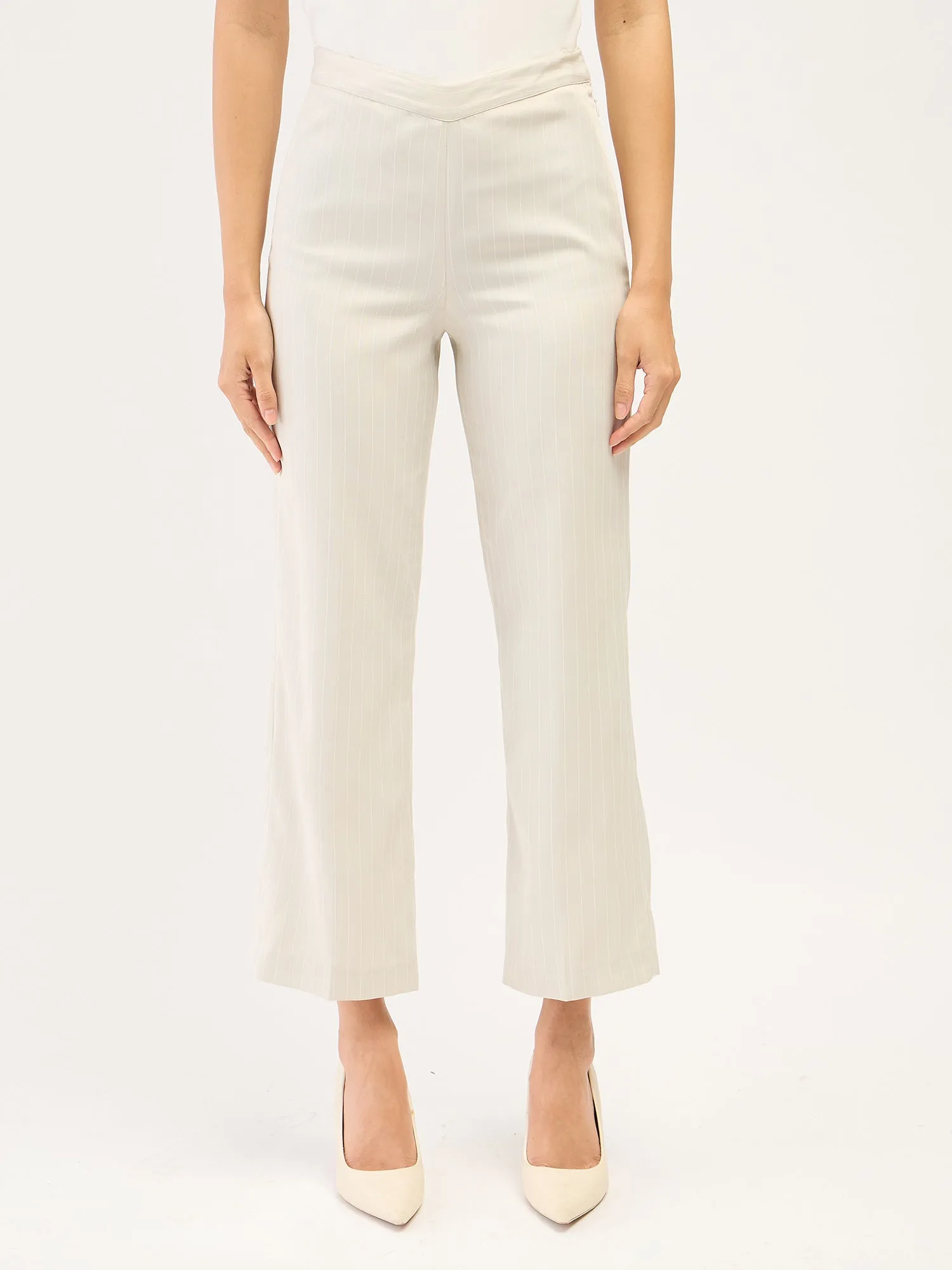 Liberal-Off White Stripes Striped Formal Side Zip Pant - Off White & White sold by Salt Attire product image thumbnail 2