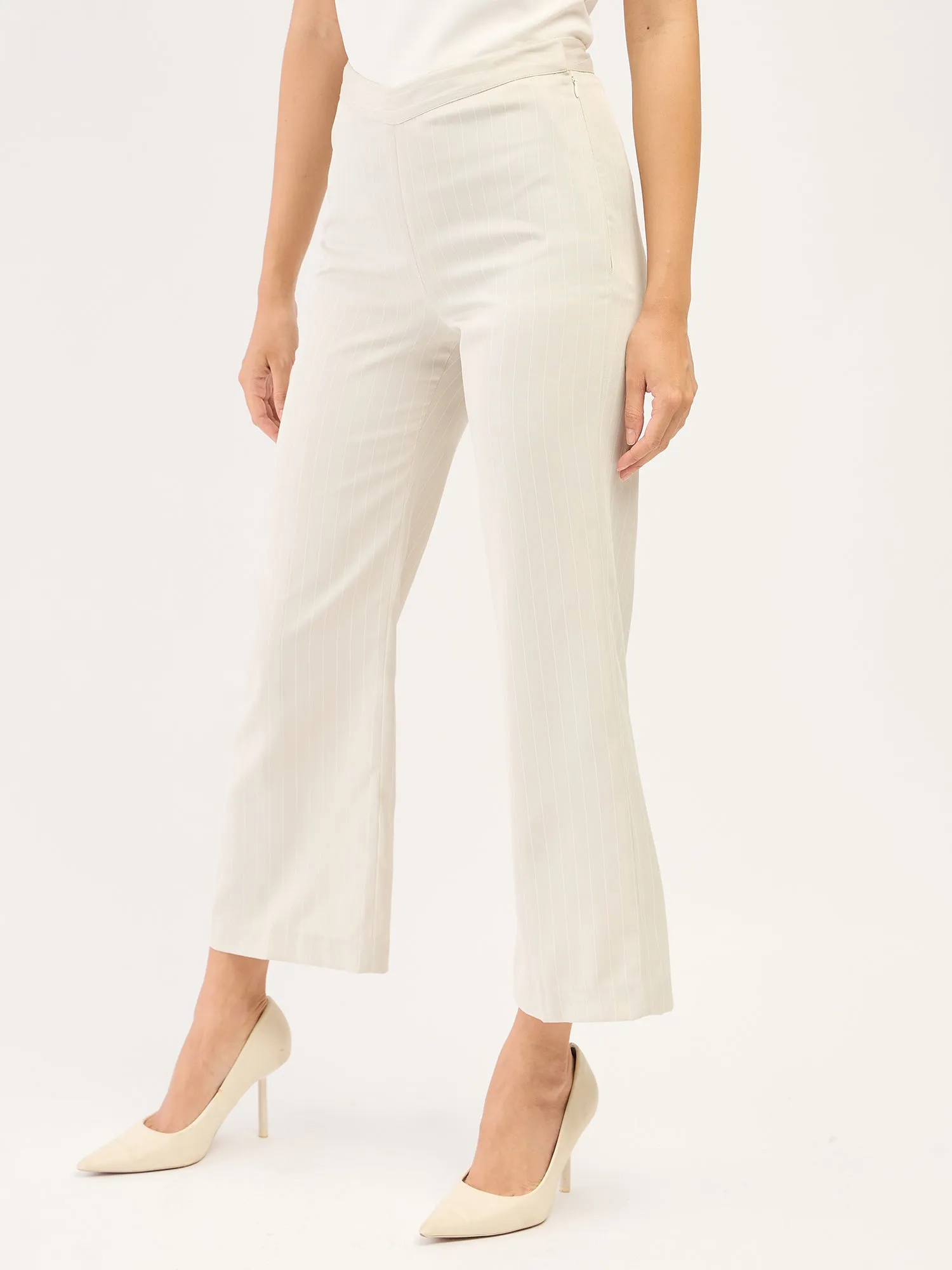 Liberal-Off White Stripes Striped Formal Side Zip Pant - Off White & White sold by Salt Attire product image thumbnail 4