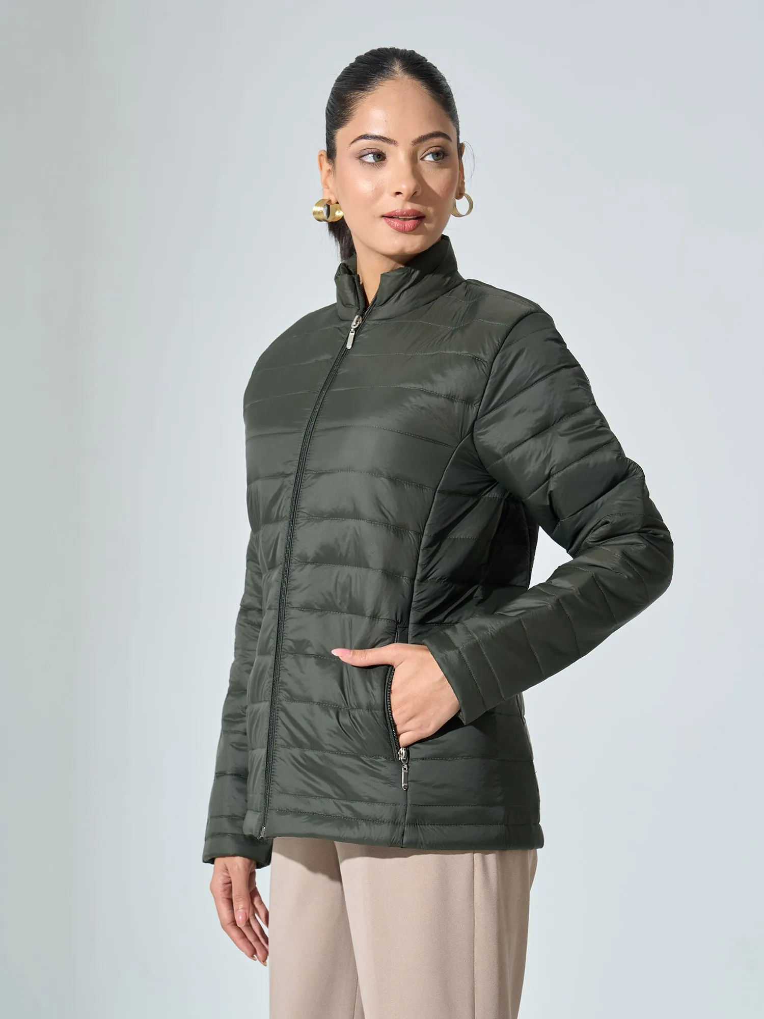 Maeve-Olive Puffer Jacket - Olive Green sold by Salt Attire product image thumbnail 4