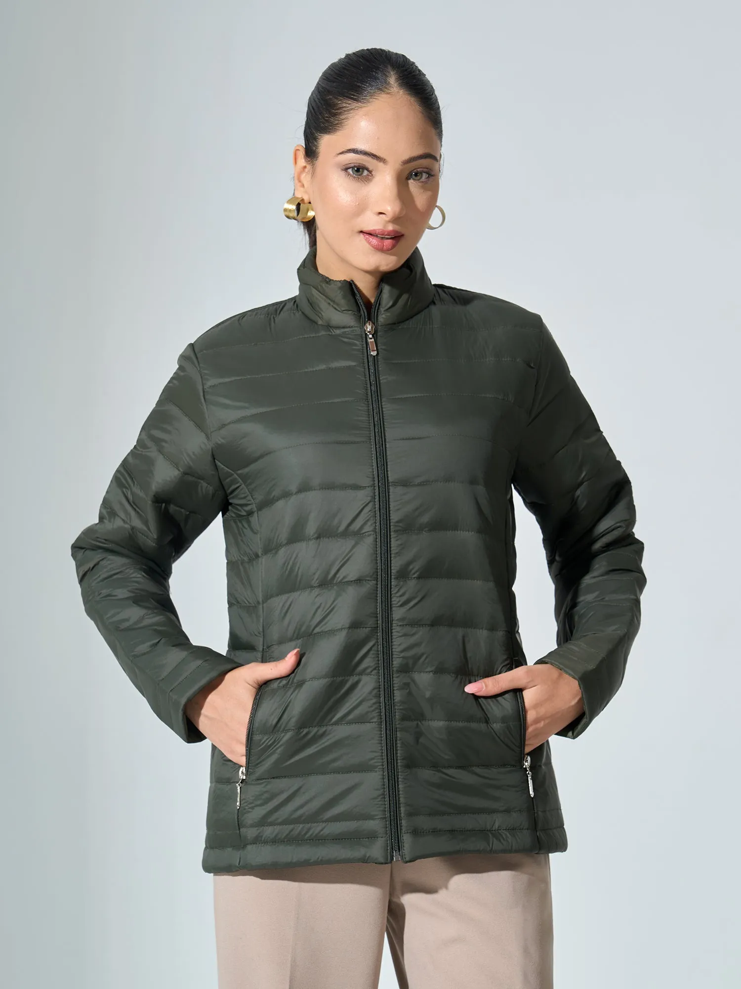 Maeve-Olive Puffer Jacket - Olive Green sold by Salt Attire